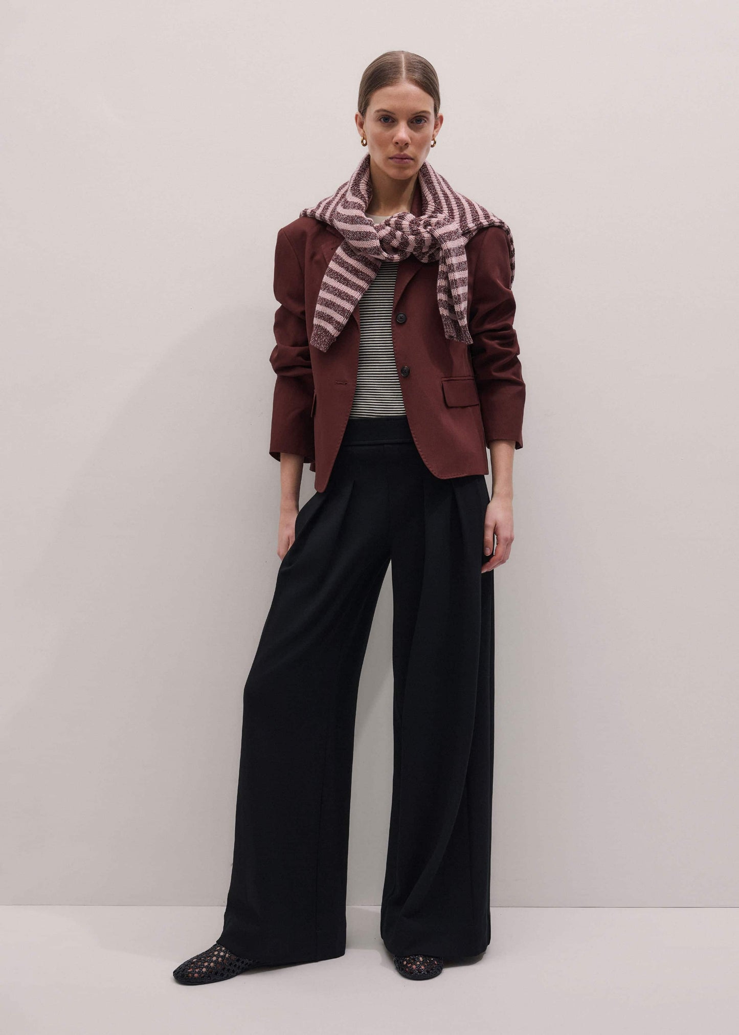 ME and EM Clothing Black Luxe Travel Tailoring Wide-Leg Pant