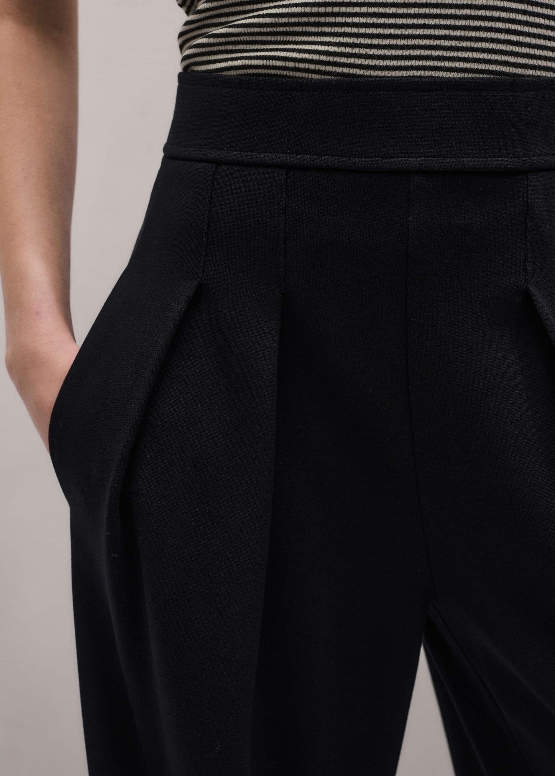 ME and EM Clothing Black Luxe Travel Tailoring Wide-Leg Pant