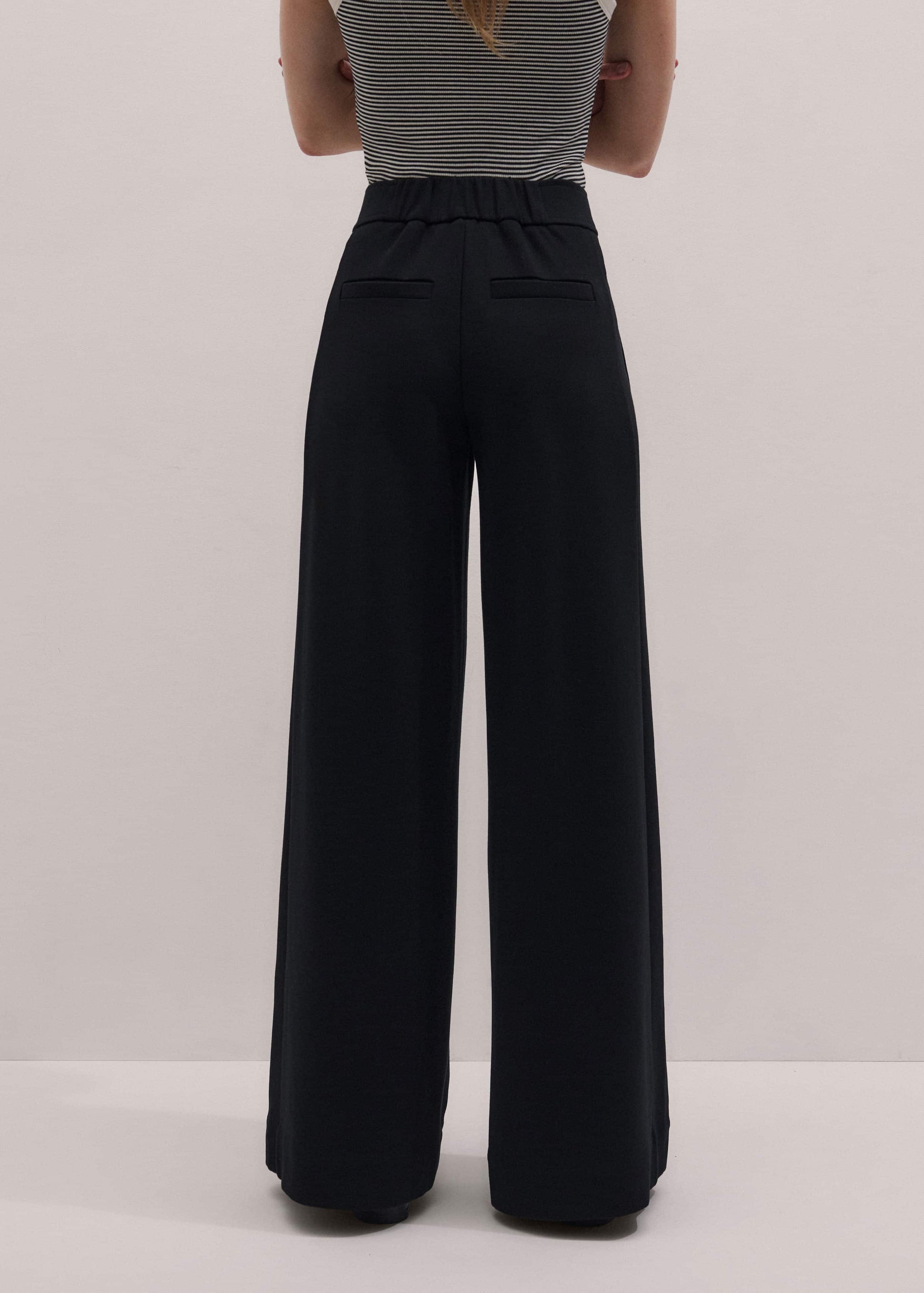 ME and EM Clothing Black Luxe Travel Tailoring Wide-Leg Pant