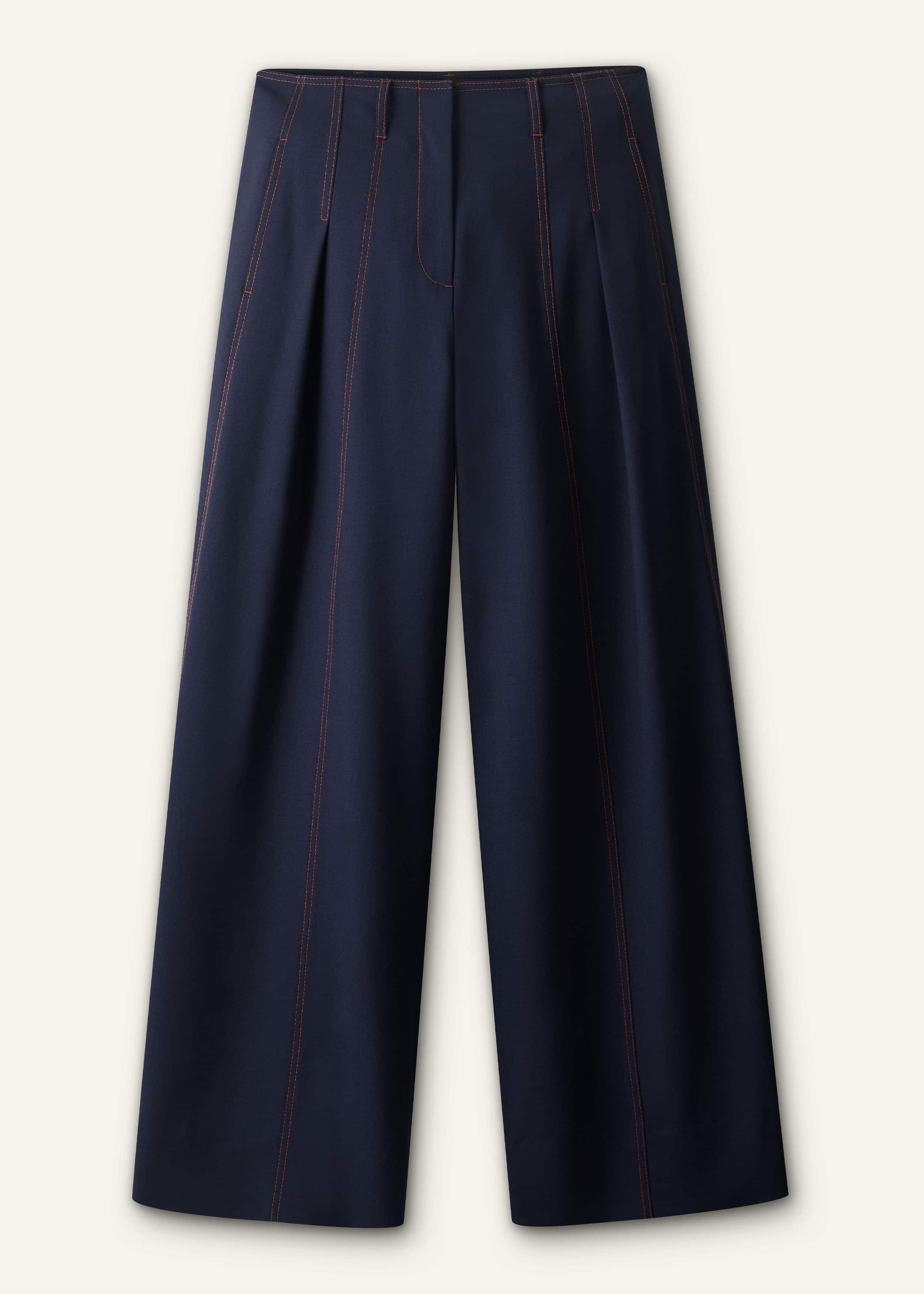 ME and EM Clothing Navy Contrast Top Stitch Wide-Leg Pant