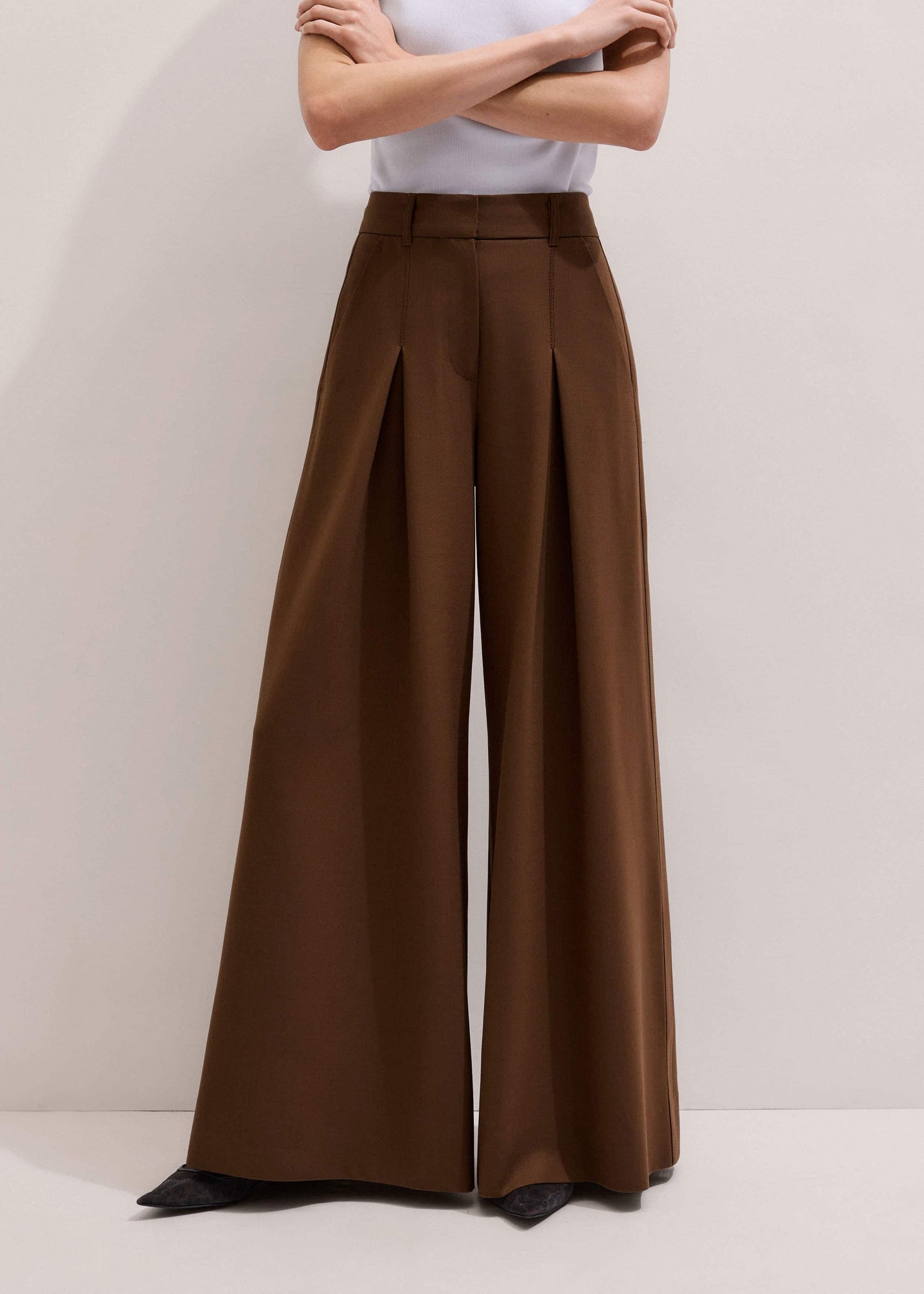 ME and EM Clothing Walnut Brown Ultimate Very Wide-Leg Pant