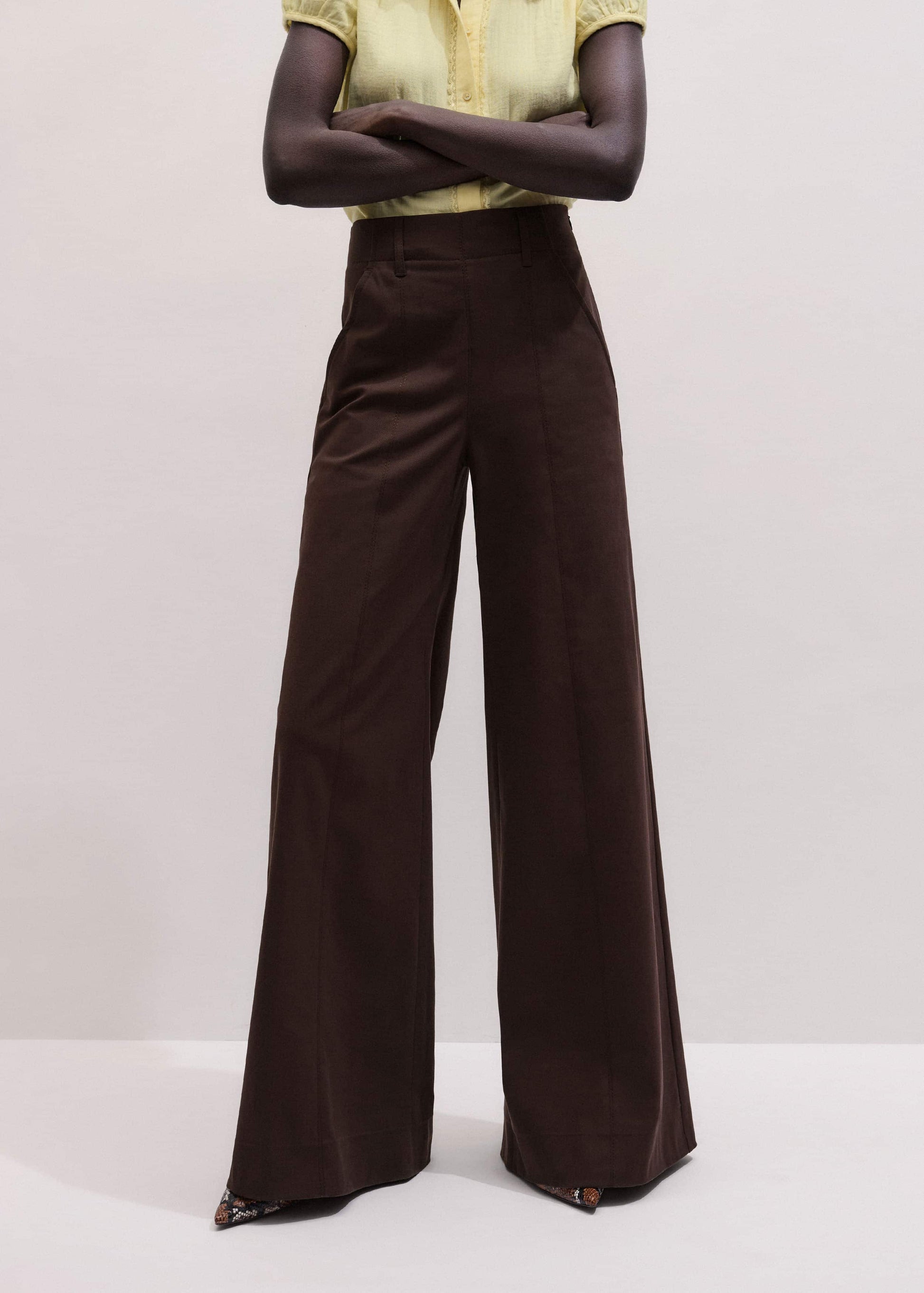ME and EM Clothing Brown High Waist Wide-Leg Pant