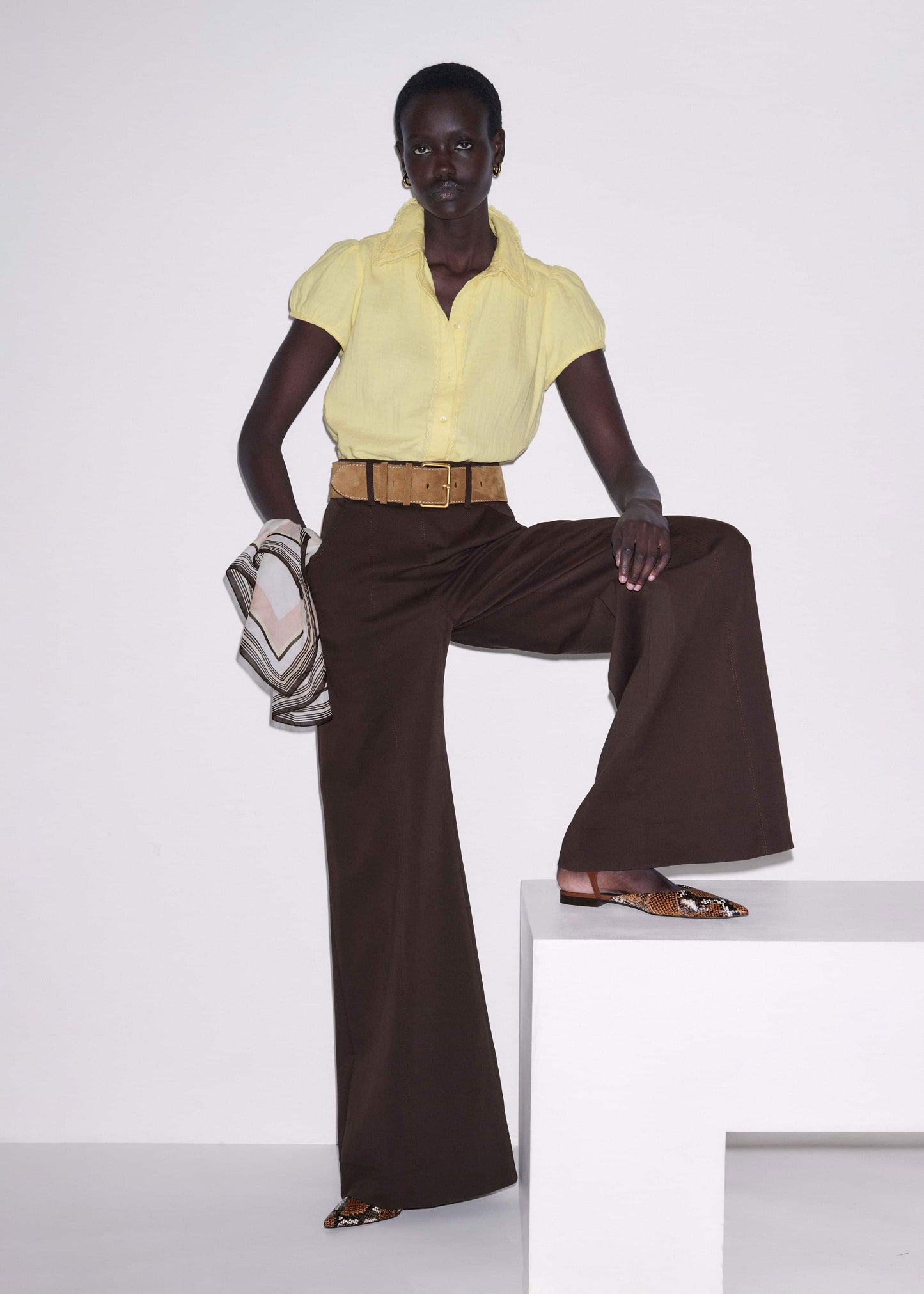 ME and EM Clothing Brown High Waist Wide-Leg Pant