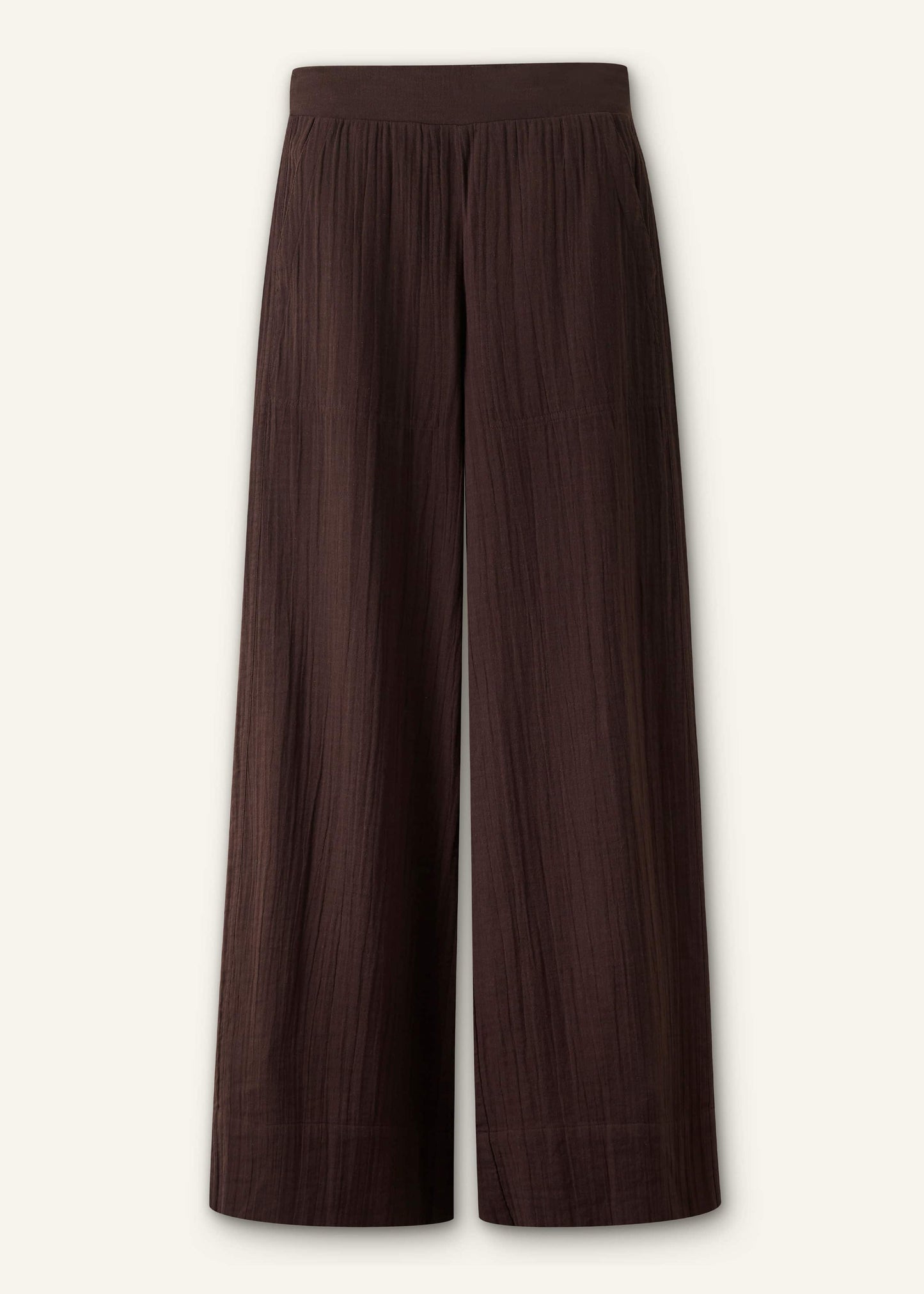ME and EM Clothing Brown Cheesecloth Wide-Leg Pant