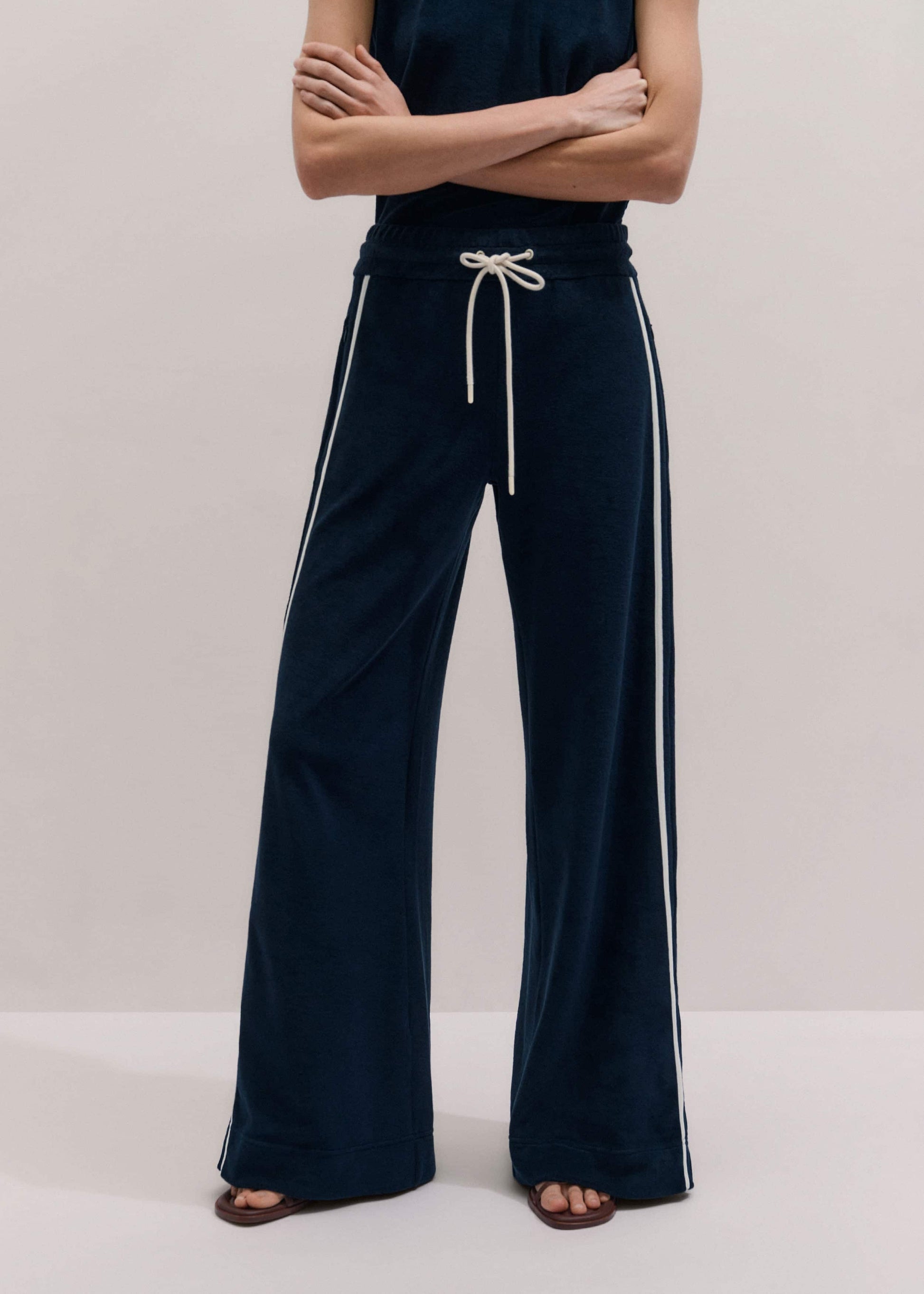 ME and EM Clothing Navy Rib Trim Track Pant