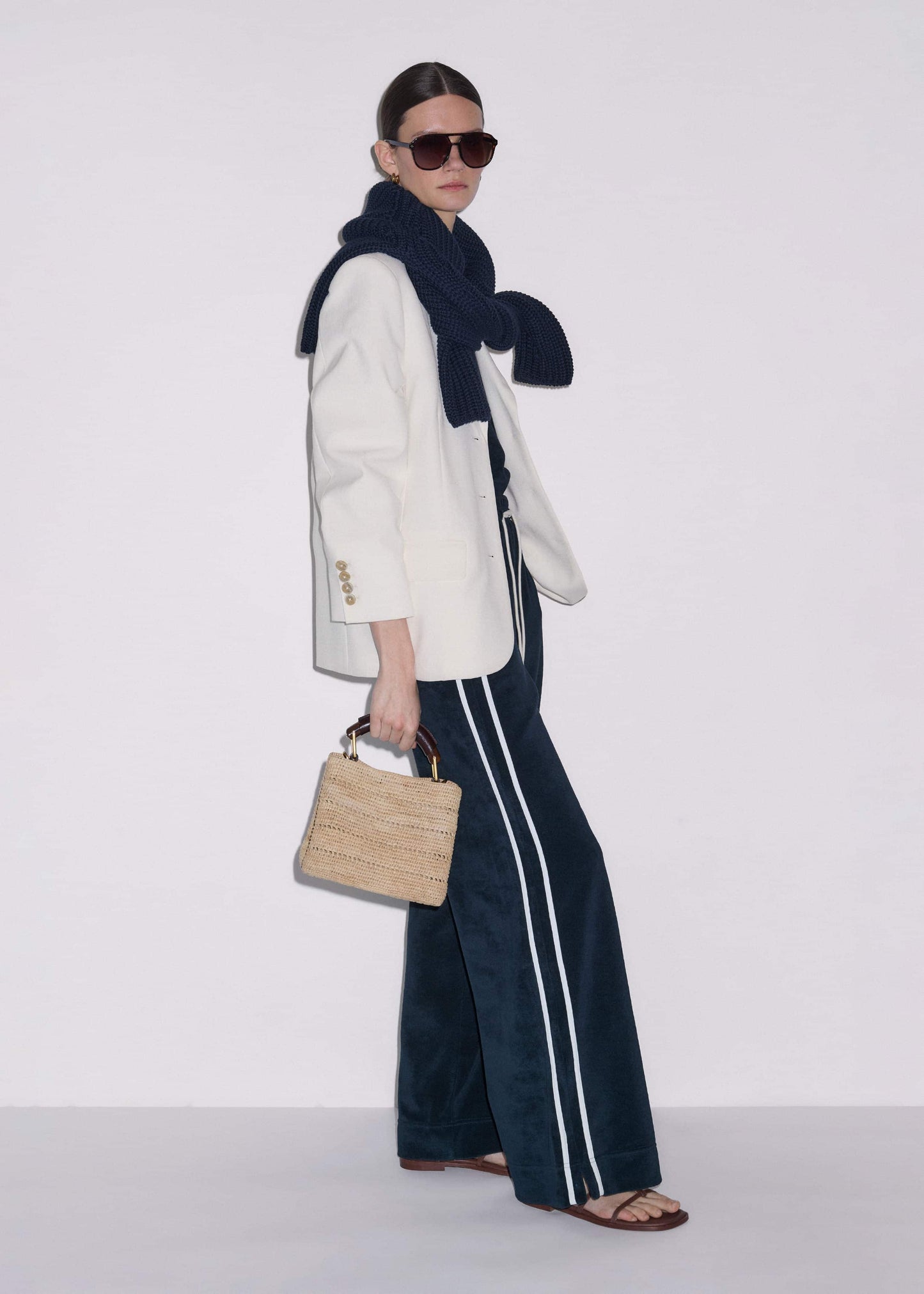 ME and EM Clothing Navy Rib Trim Track Pant