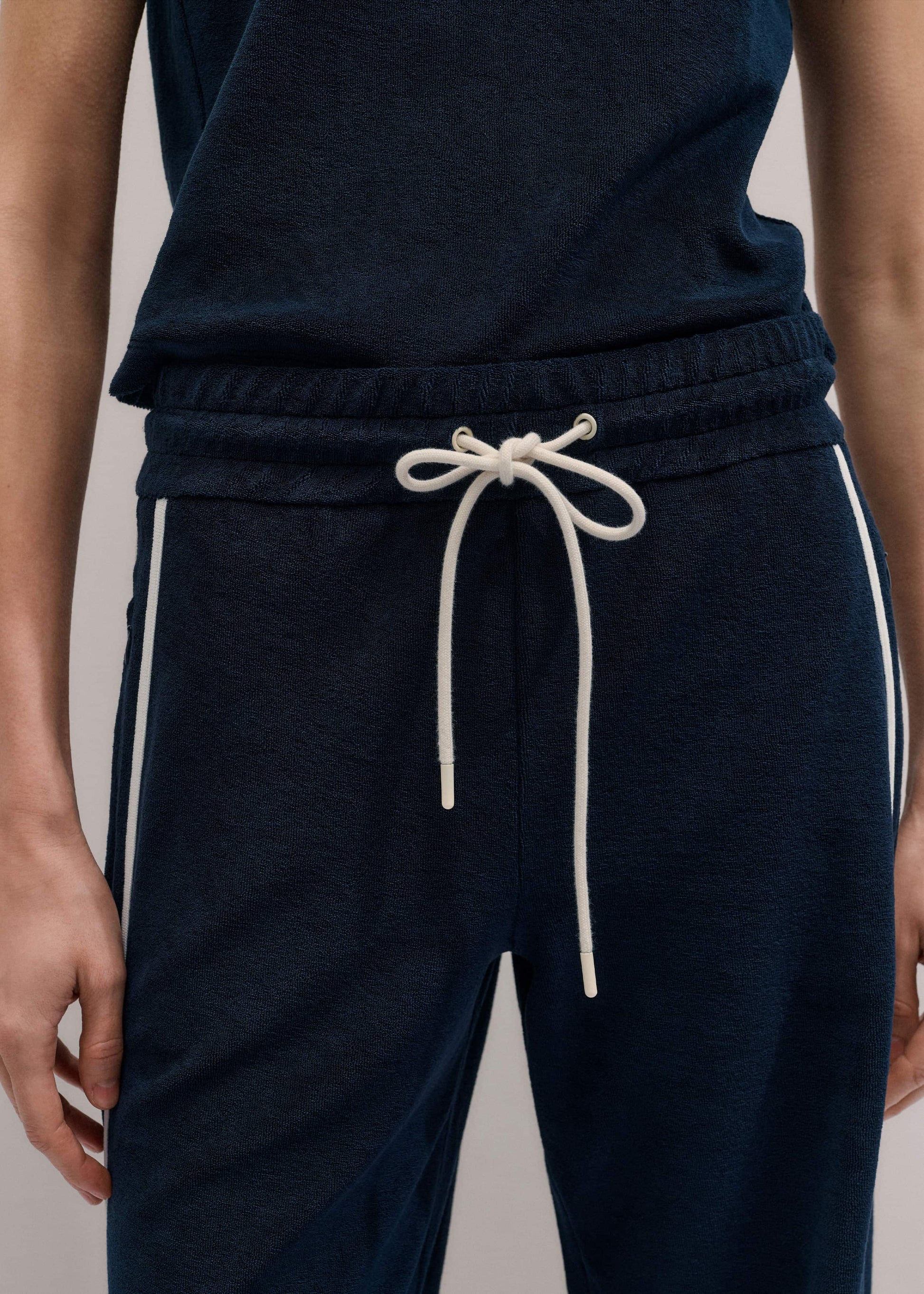 ME and EM Clothing Navy Rib Trim Track Pant