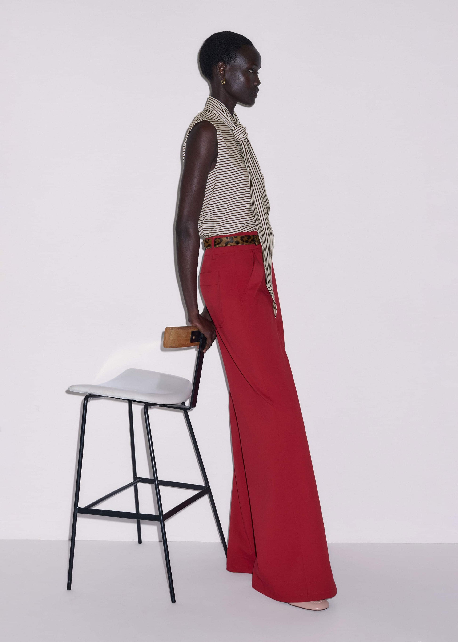 ME and EM Clothing Red High Waist Wide-Leg Pant