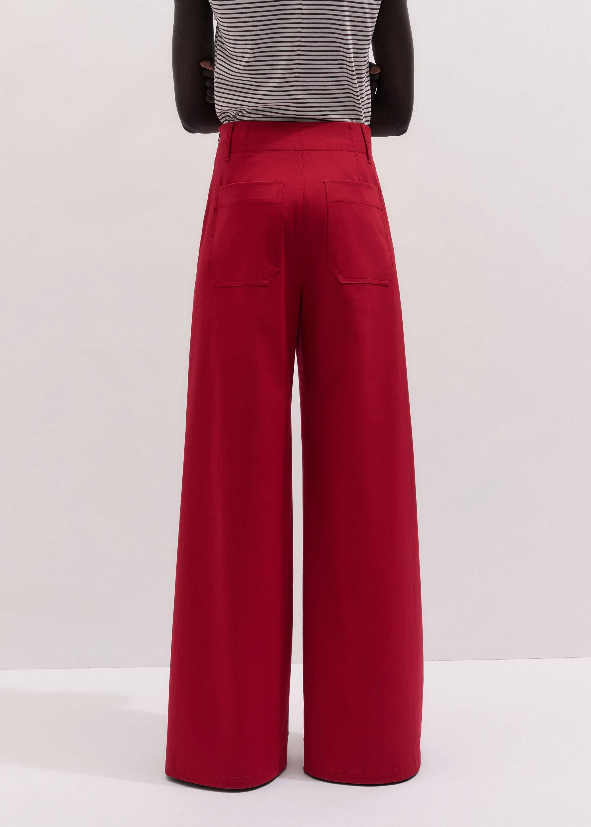 ME and EM Clothing Red High Waist Wide-Leg Pant