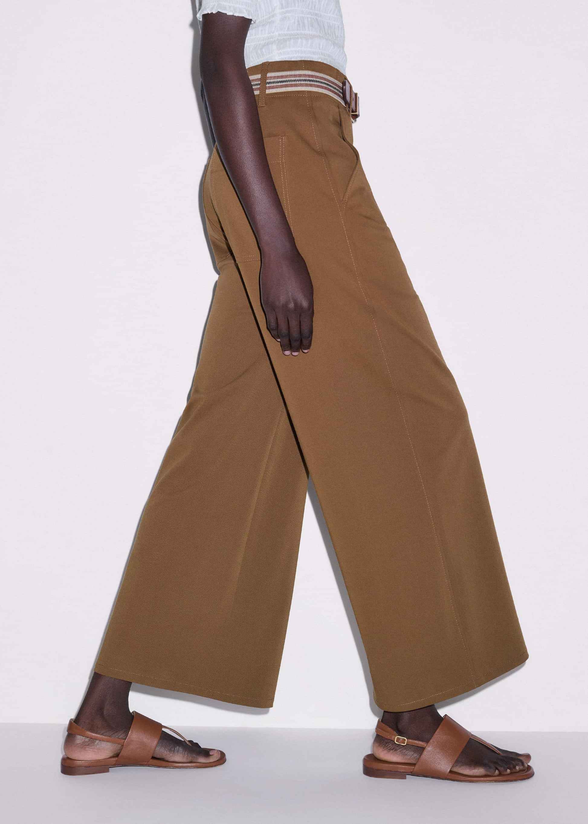 ME and EM Clothing Brown Wide Crop Pant