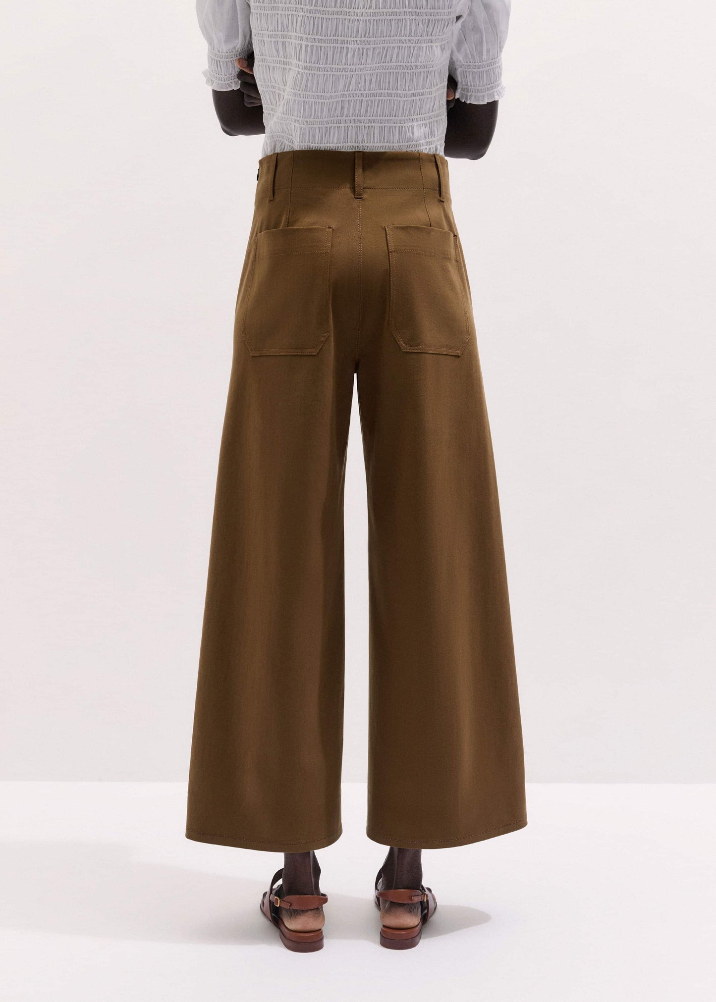ME and EM Clothing Brown Wide Crop Pant