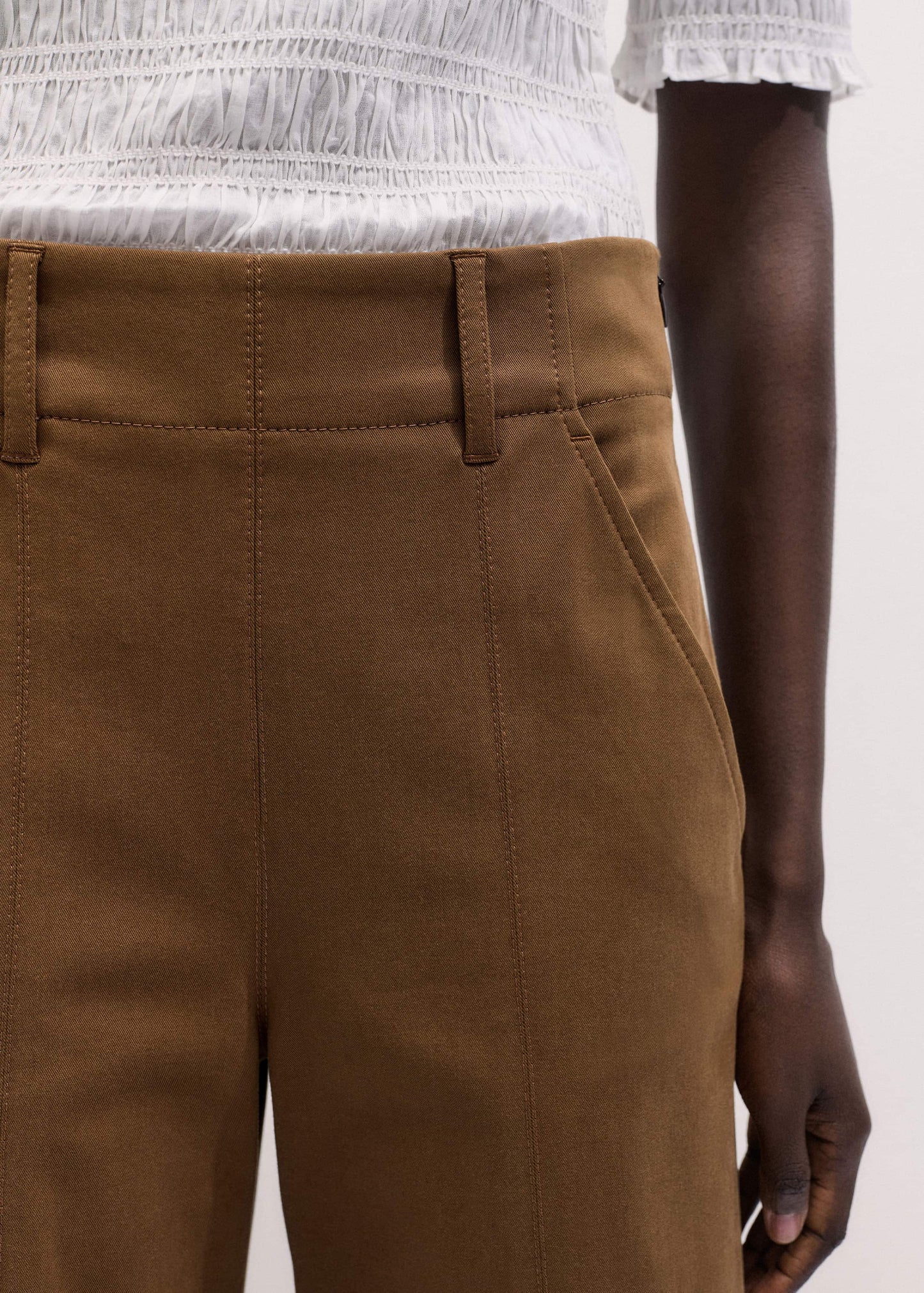 ME and EM Clothing Brown Wide Crop Pant