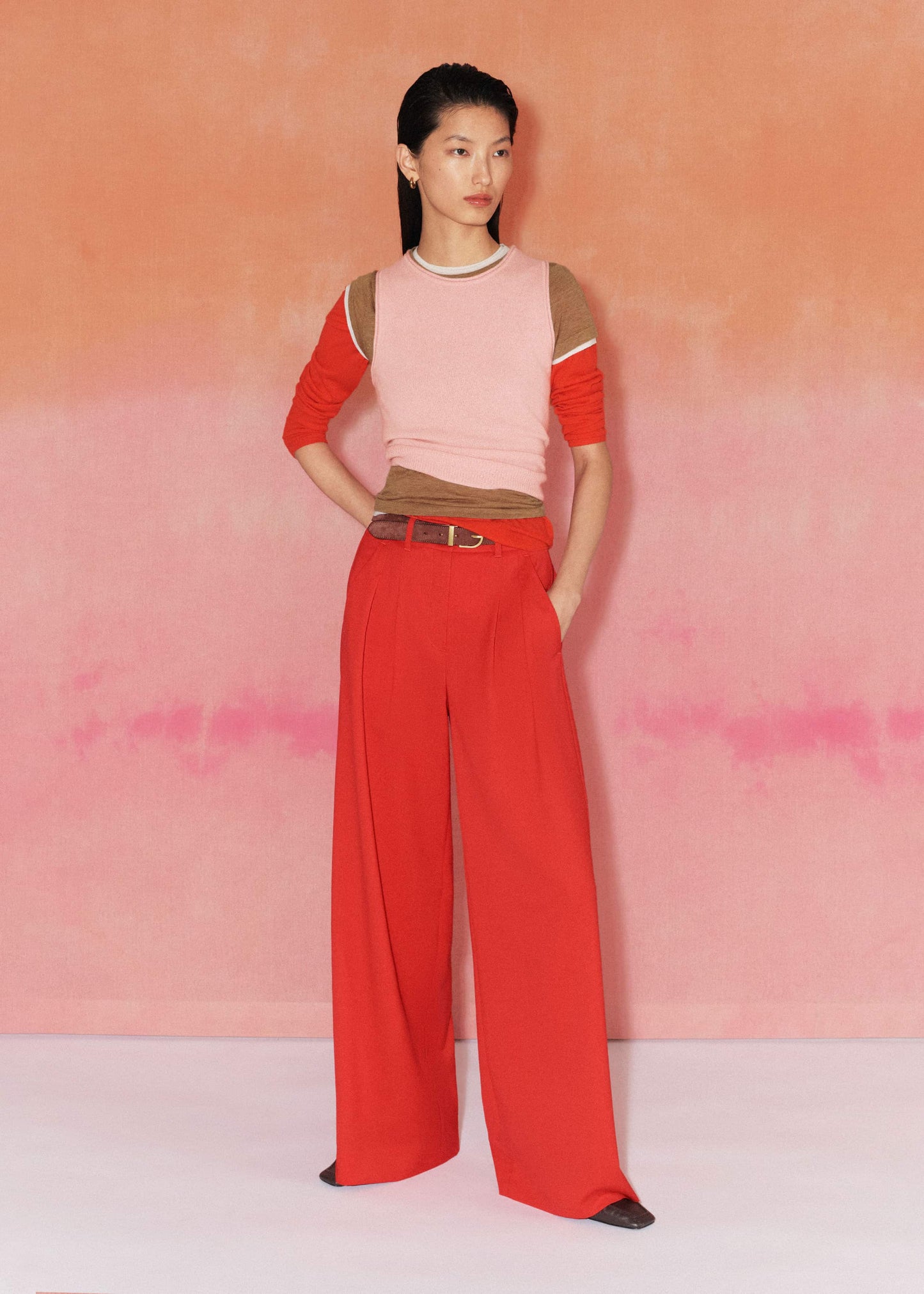 ME and EM Clothing Red Perfect Wide Pleat Front Pant