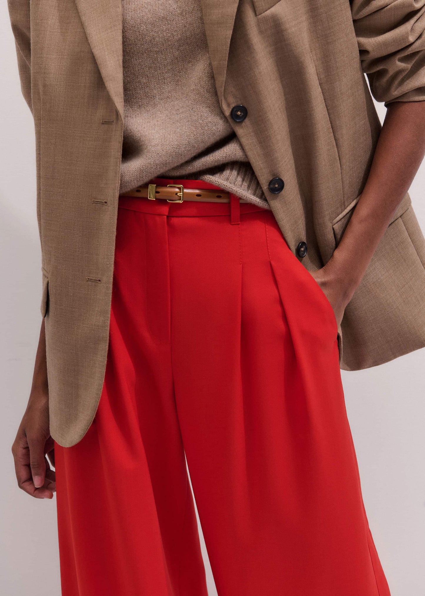 ME and EM Clothing Red Perfect Wide Pleat Front Pant