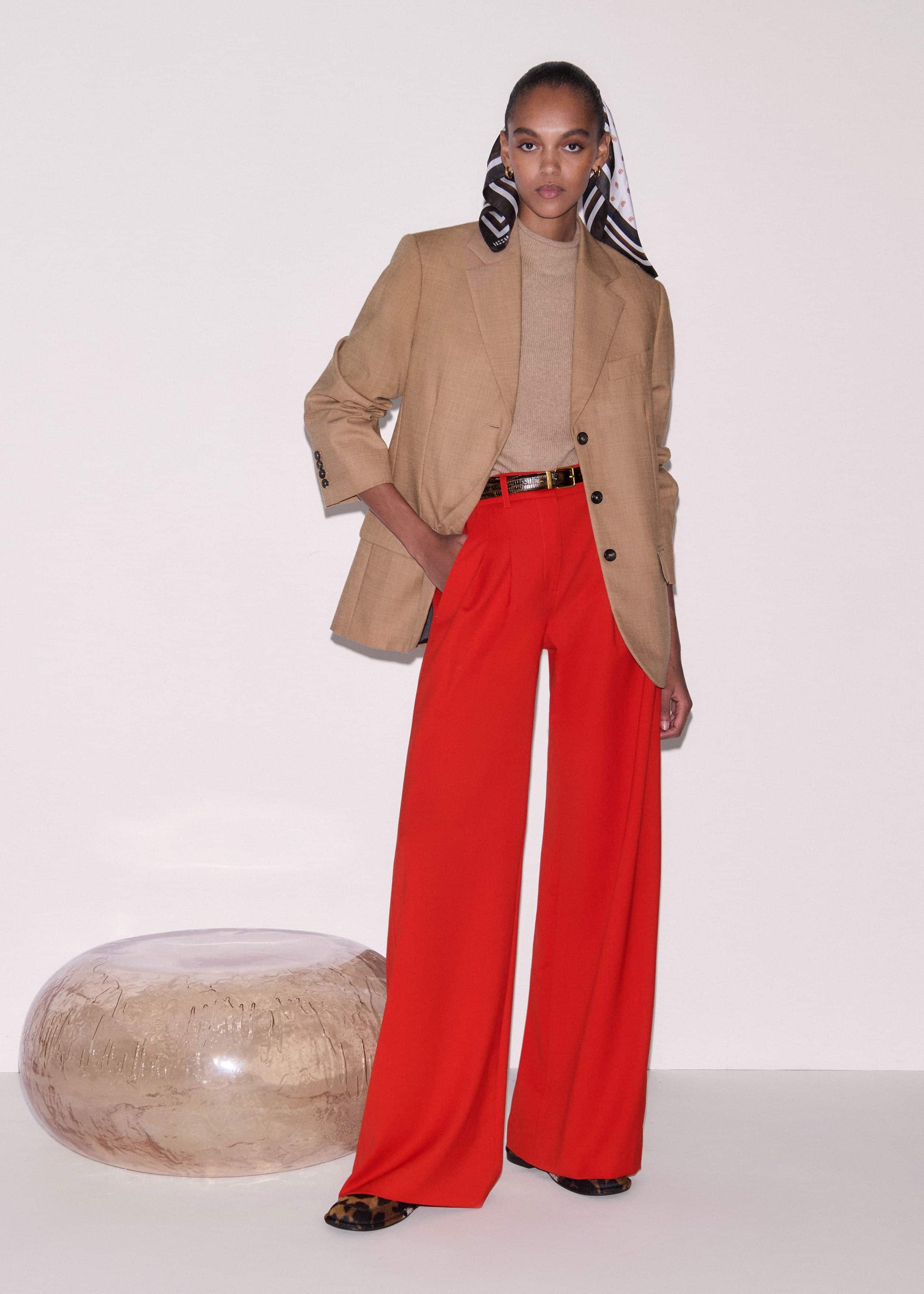ME and EM Clothing Red Perfect Wide Pleat Front Pant