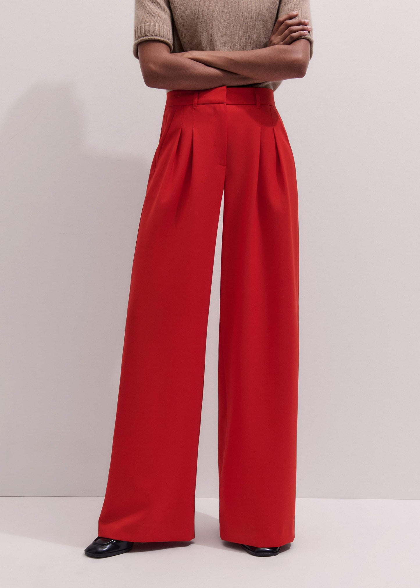ME and EM Clothing Red Perfect Wide Pleat Front Pant