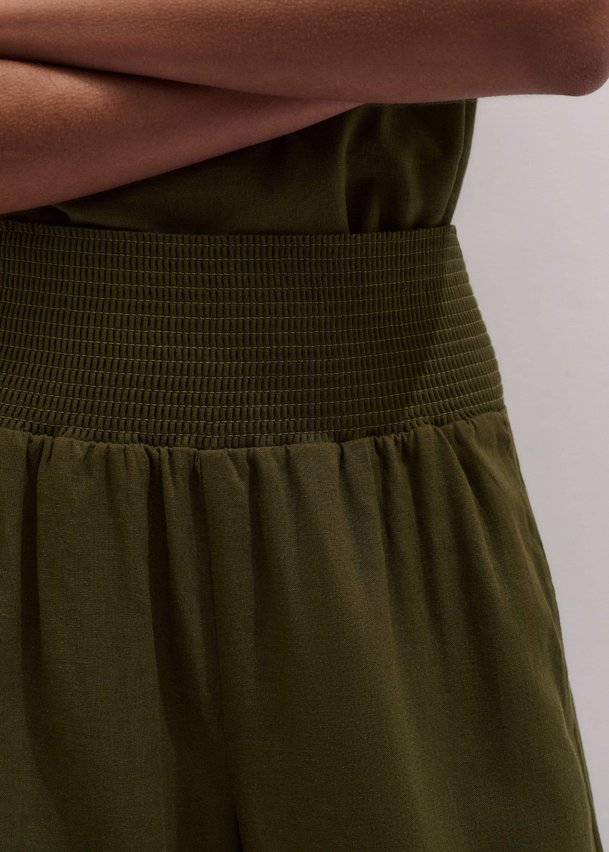 ME and EM Clothing Olive Green Shirred Wide Pant