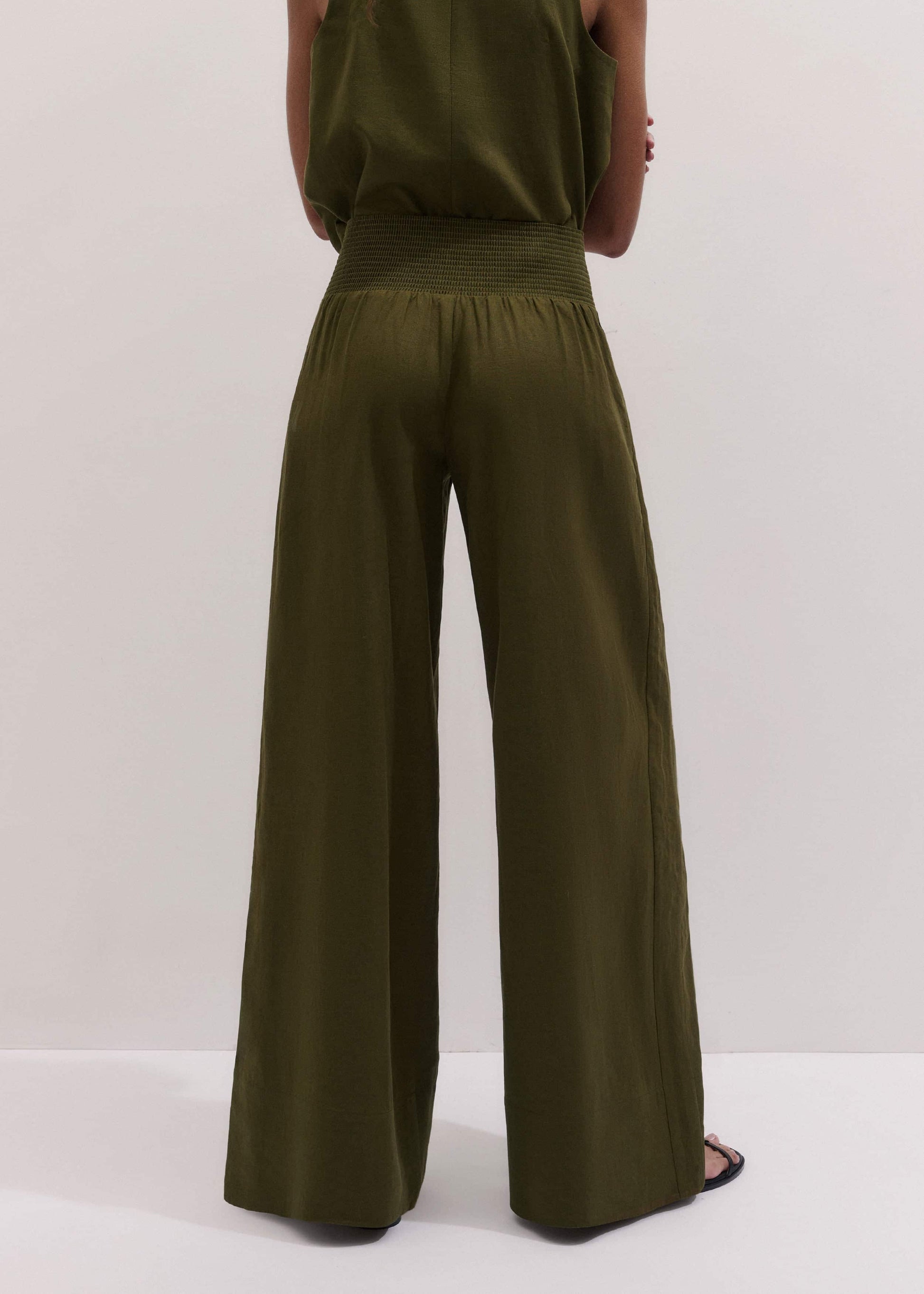 ME and EM Clothing Olive Green Shirred Wide Pant