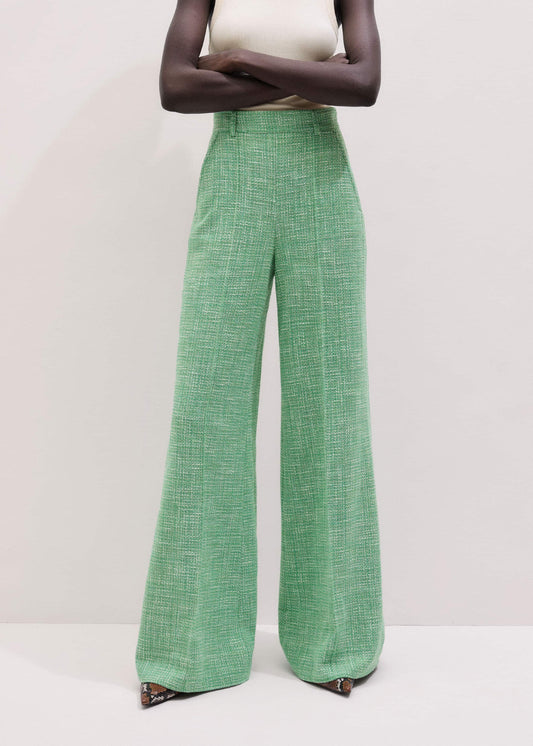 ME and EM Clothing Green Textured Wide-Leg Pant