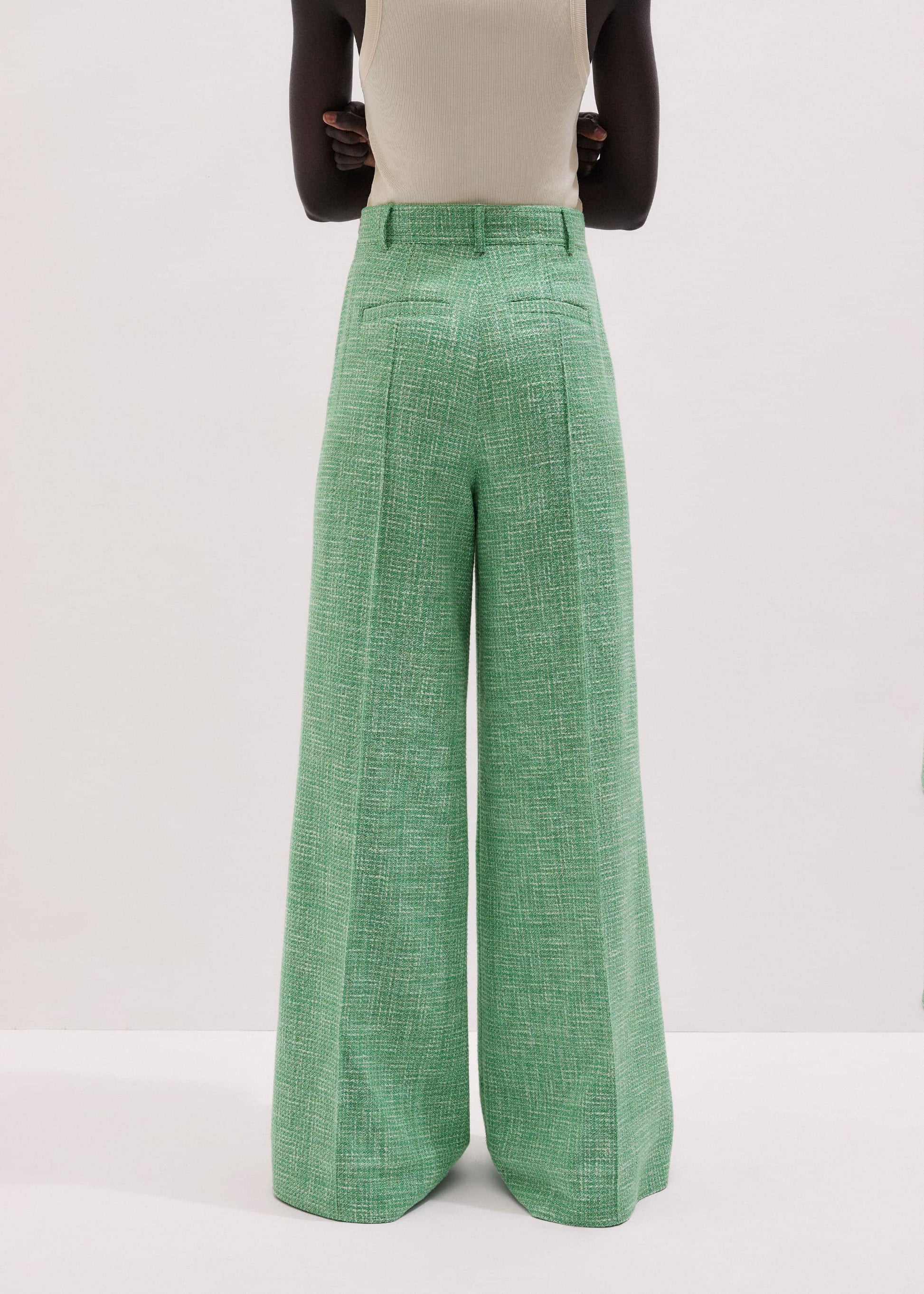 ME and EM Clothing Green Textured Wide-Leg Pant