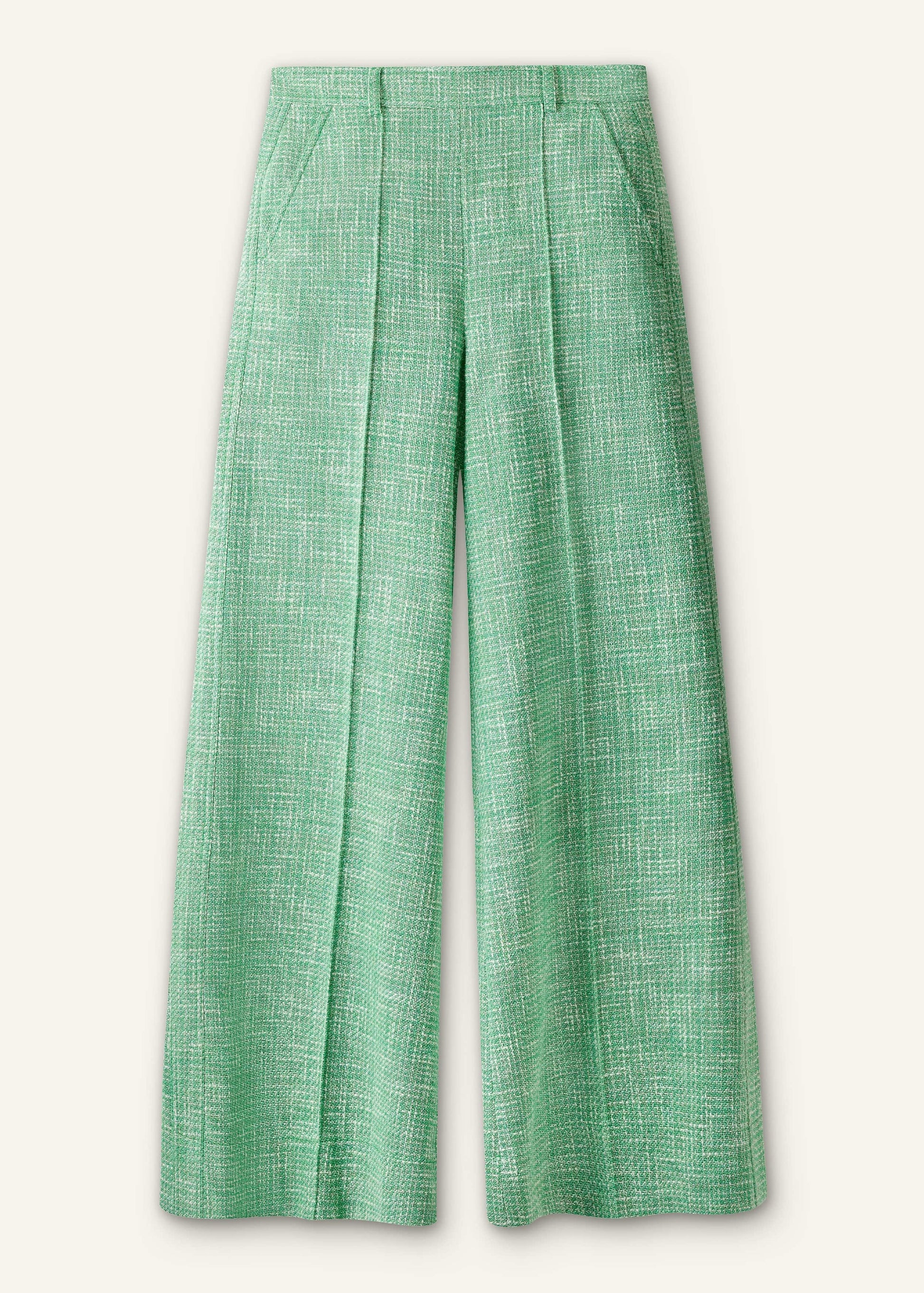 ME and EM Clothing Green Textured Wide-Leg Pant