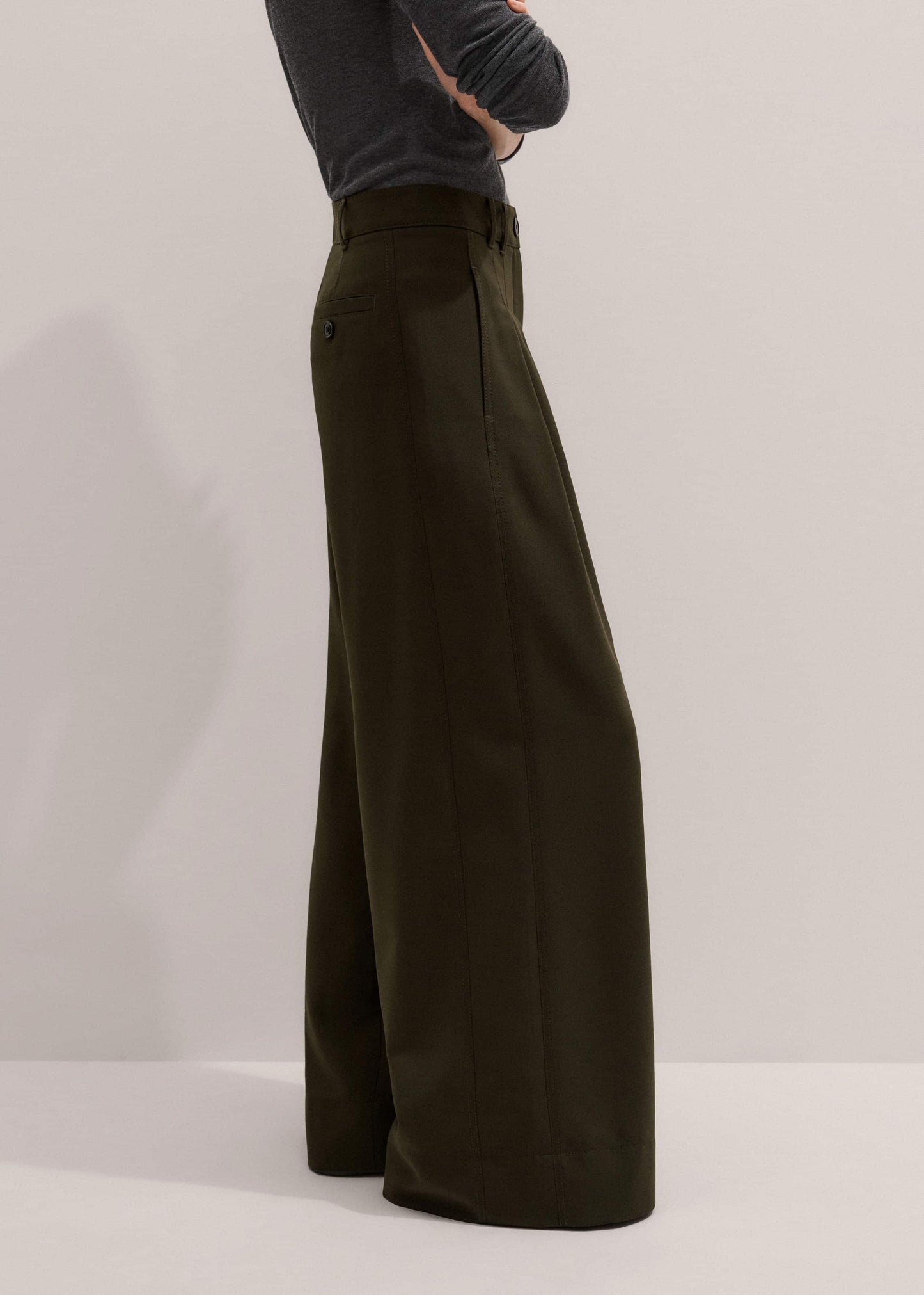 ME and EM Clothing Olive Green Wide-Leg Double Pleat Pant