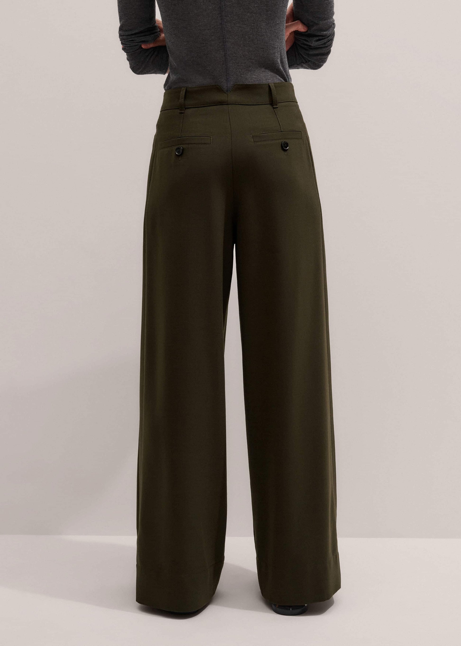 ME and EM Clothing Olive Green Wide-Leg Double Pleat Pant