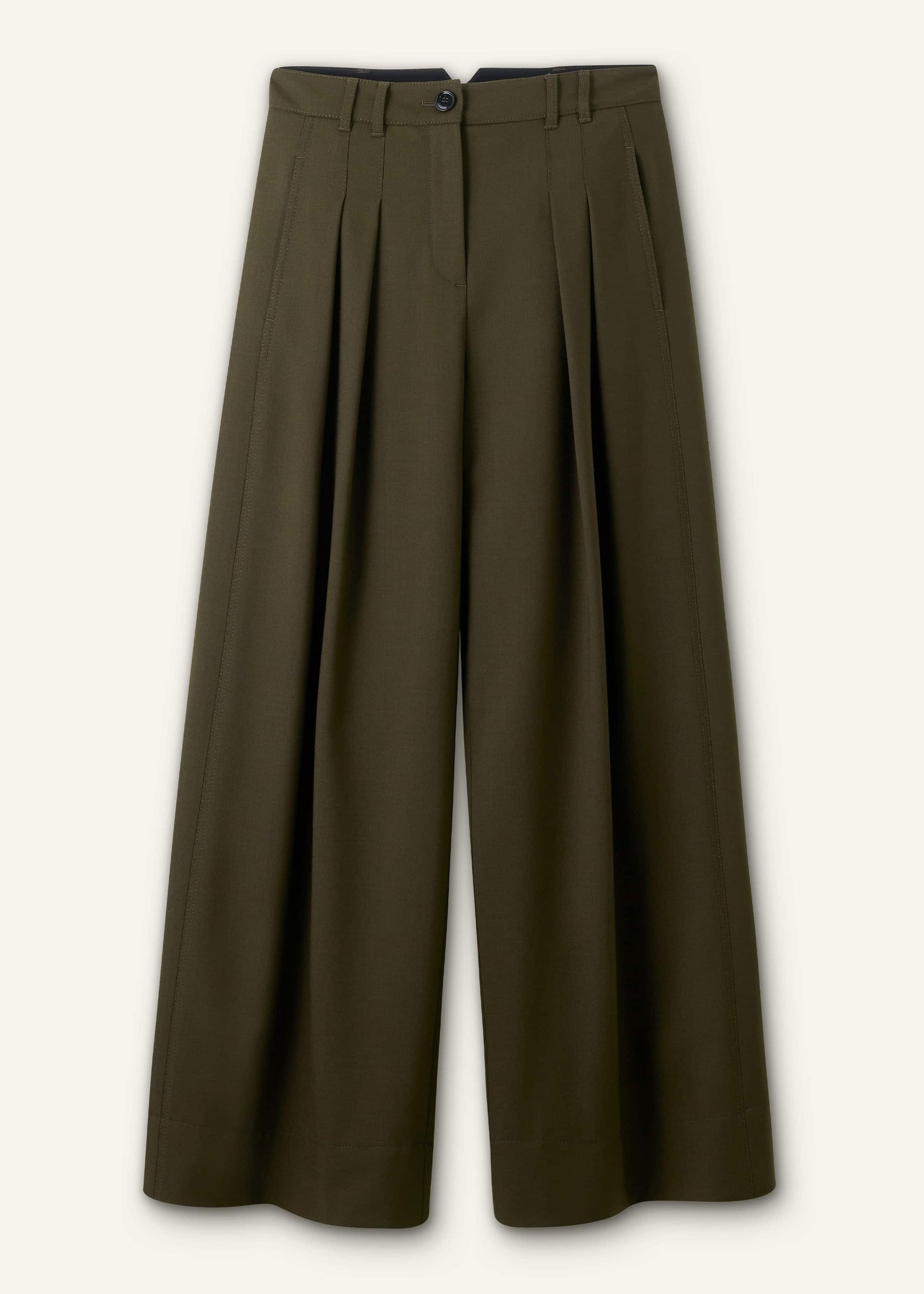 ME and EM Clothing Olive Green Wide-Leg Double Pleat Pant