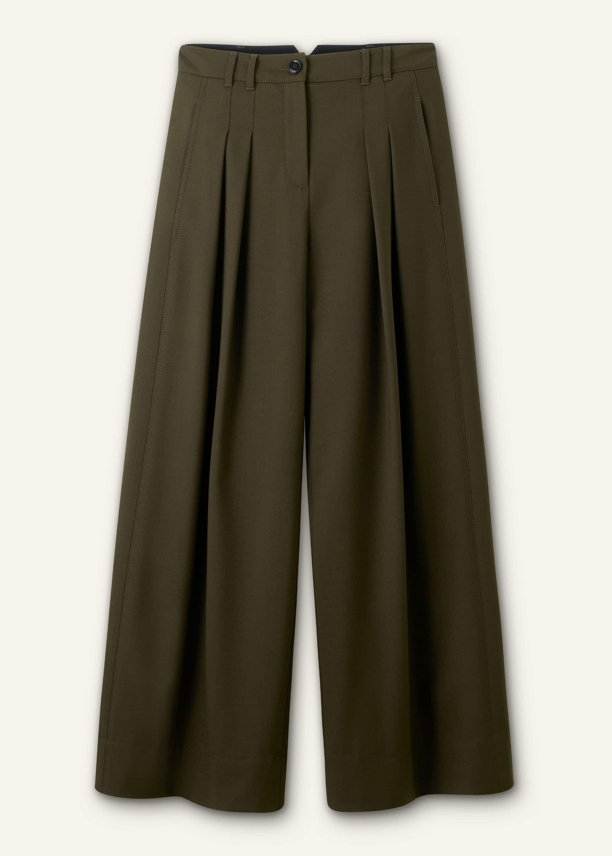 ME and EM Clothing Olive Green Wide-Leg Double Pleat Pant
