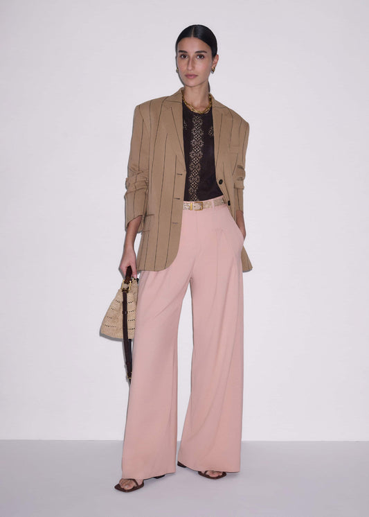 ME and EM Clothing Pink Pleat Wide-Leg Pant