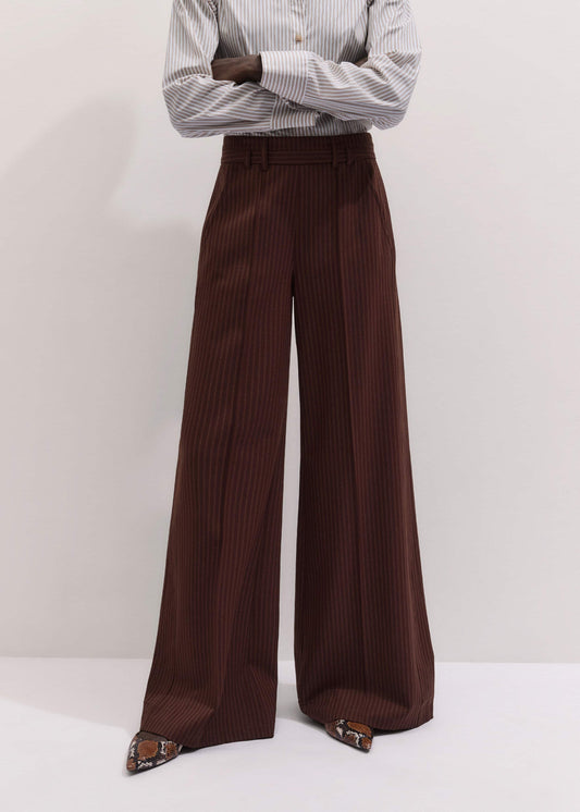 ME and EM Clothing Cinnamon Pinstripe Wide-Leg Pant