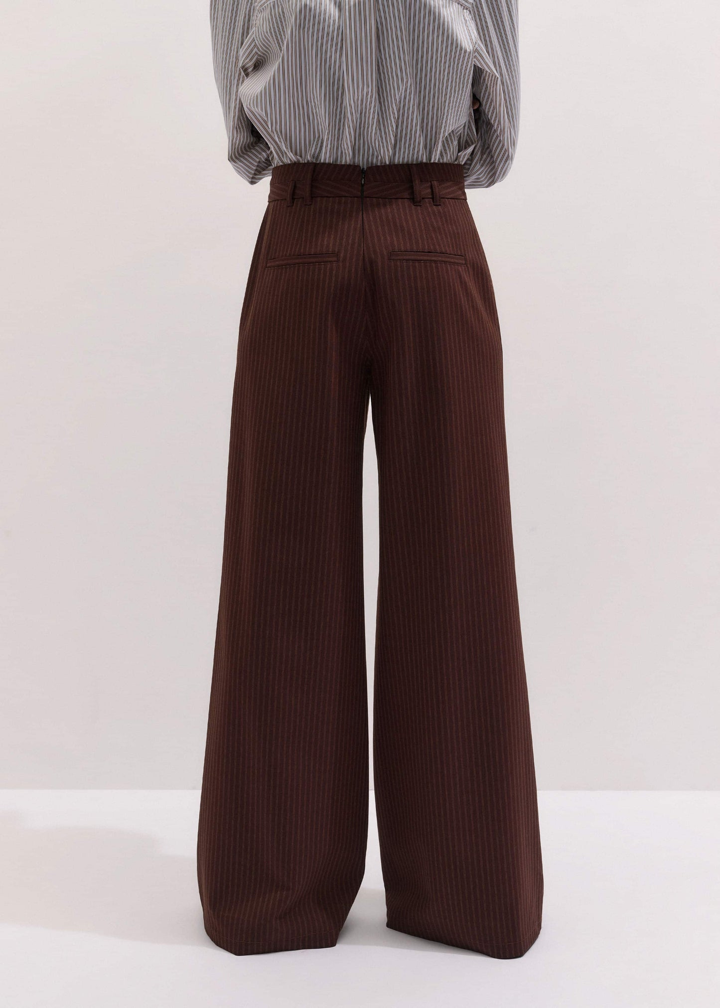 ME and EM Clothing Cinnamon Pinstripe Wide-Leg Pant