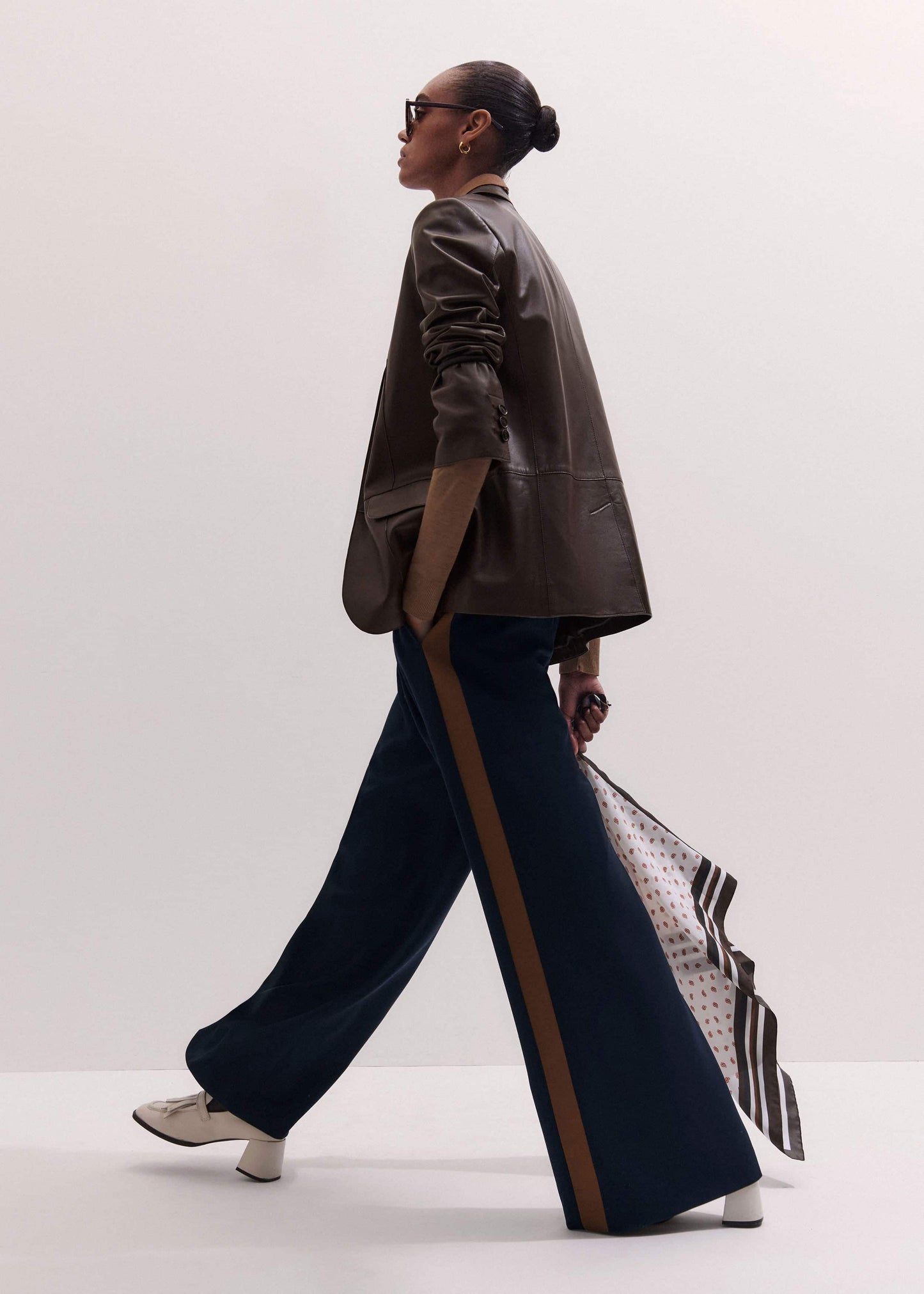 ME and EM Clothing Navy Contrast Side Panel Wide-Leg Pant