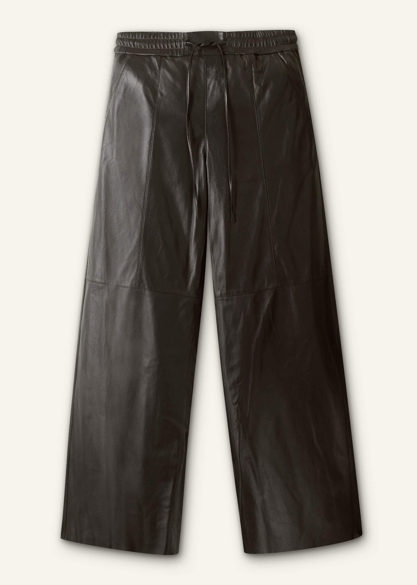 ME and EM Clothing Warm Black Leather Wide-Leg Track Pant