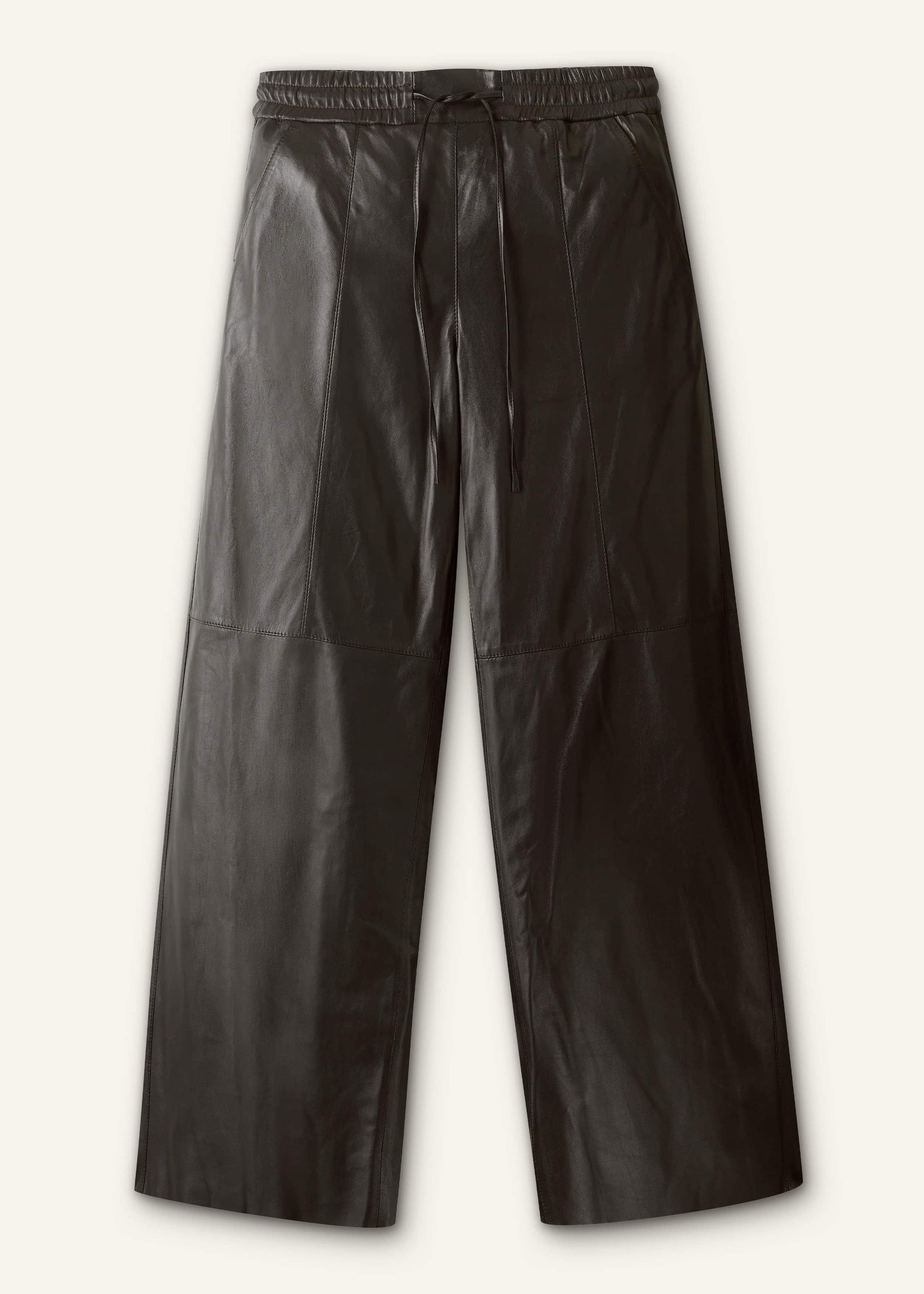 ME and EM Clothing Warm Black Leather Wide-Leg Track Pant