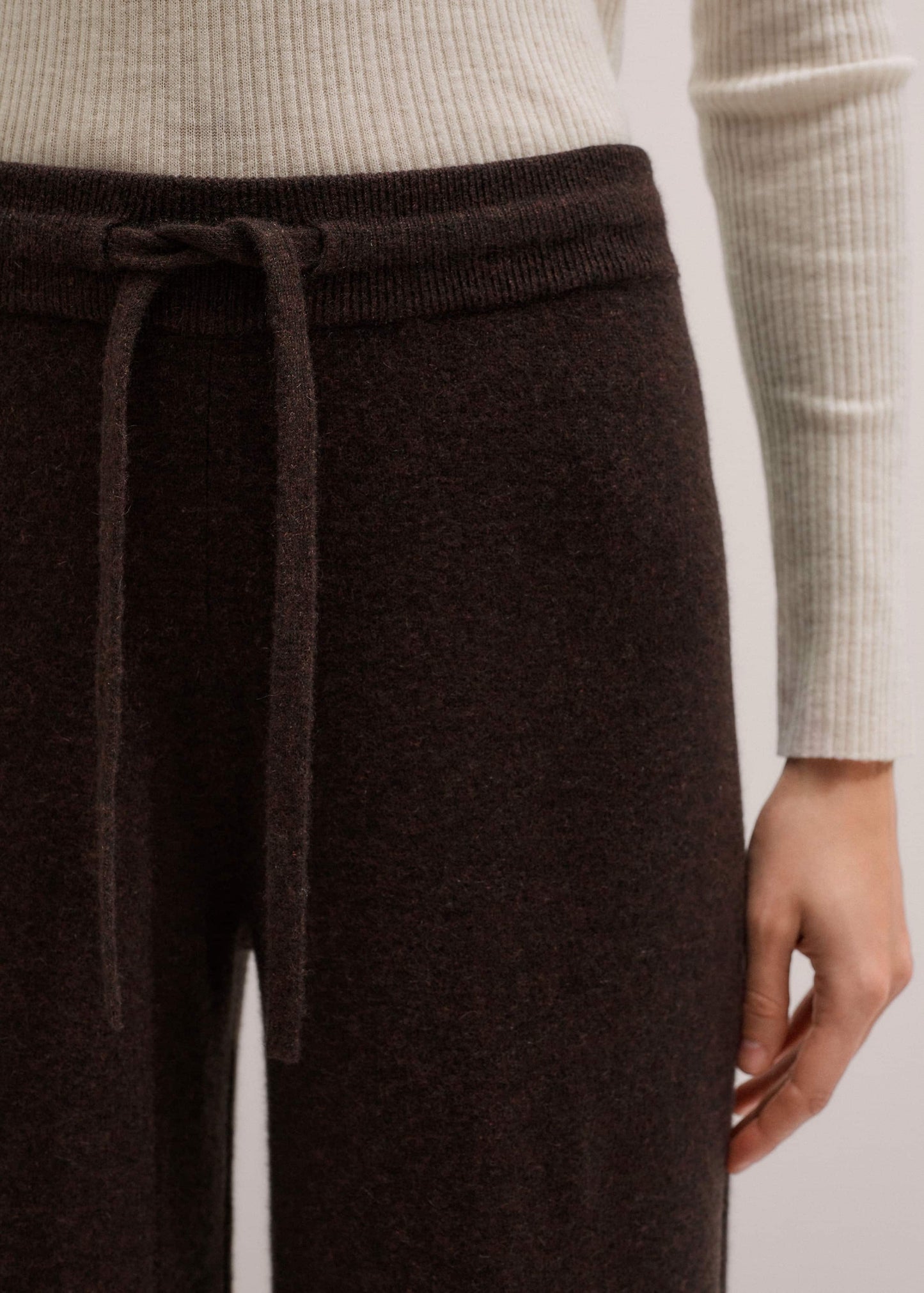 ME and EM Clothing Brown Cashmere Wide-Leg Knit Pant