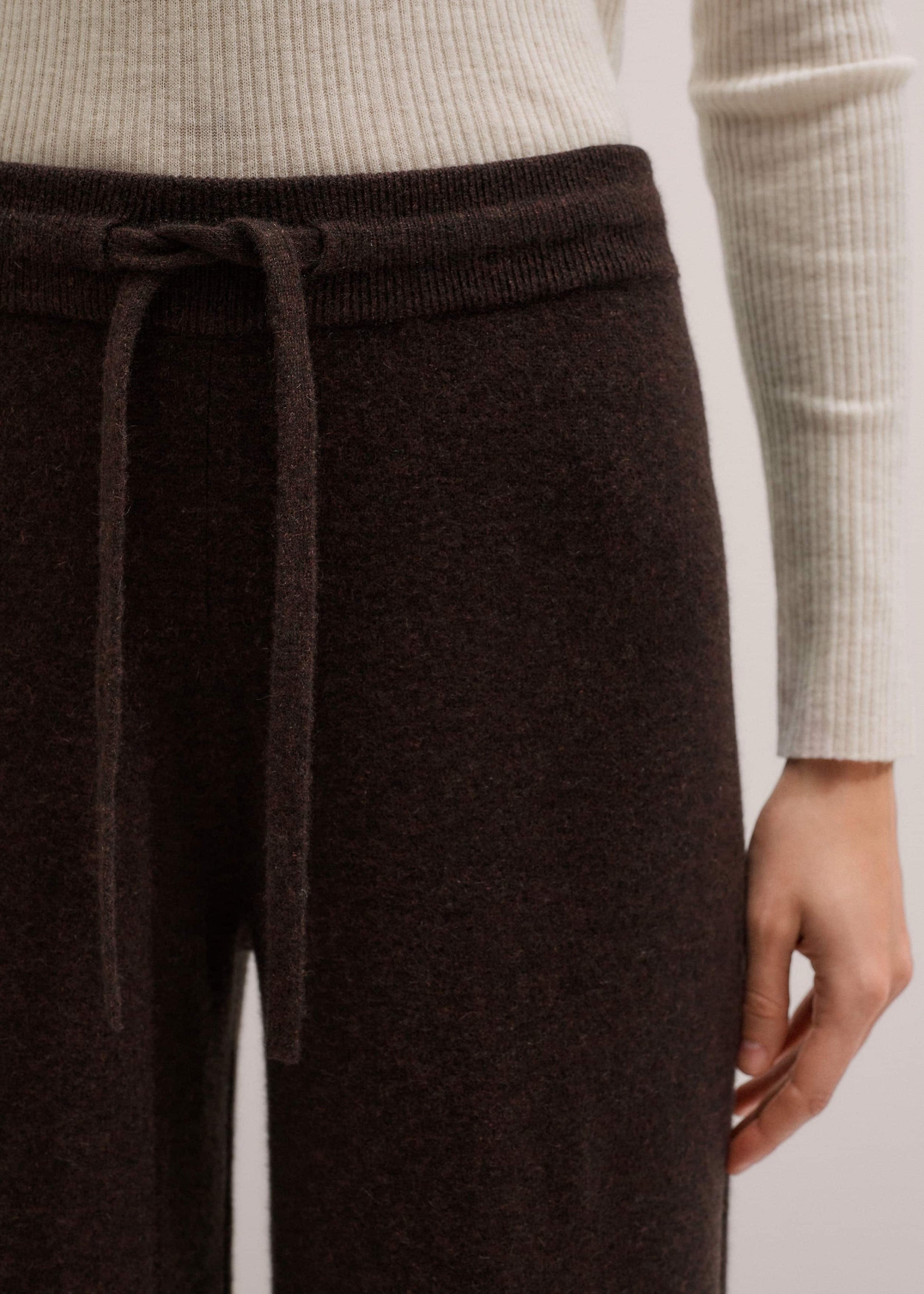 ME and EM Clothing Brown Cashmere Wide-Leg Knit Pant