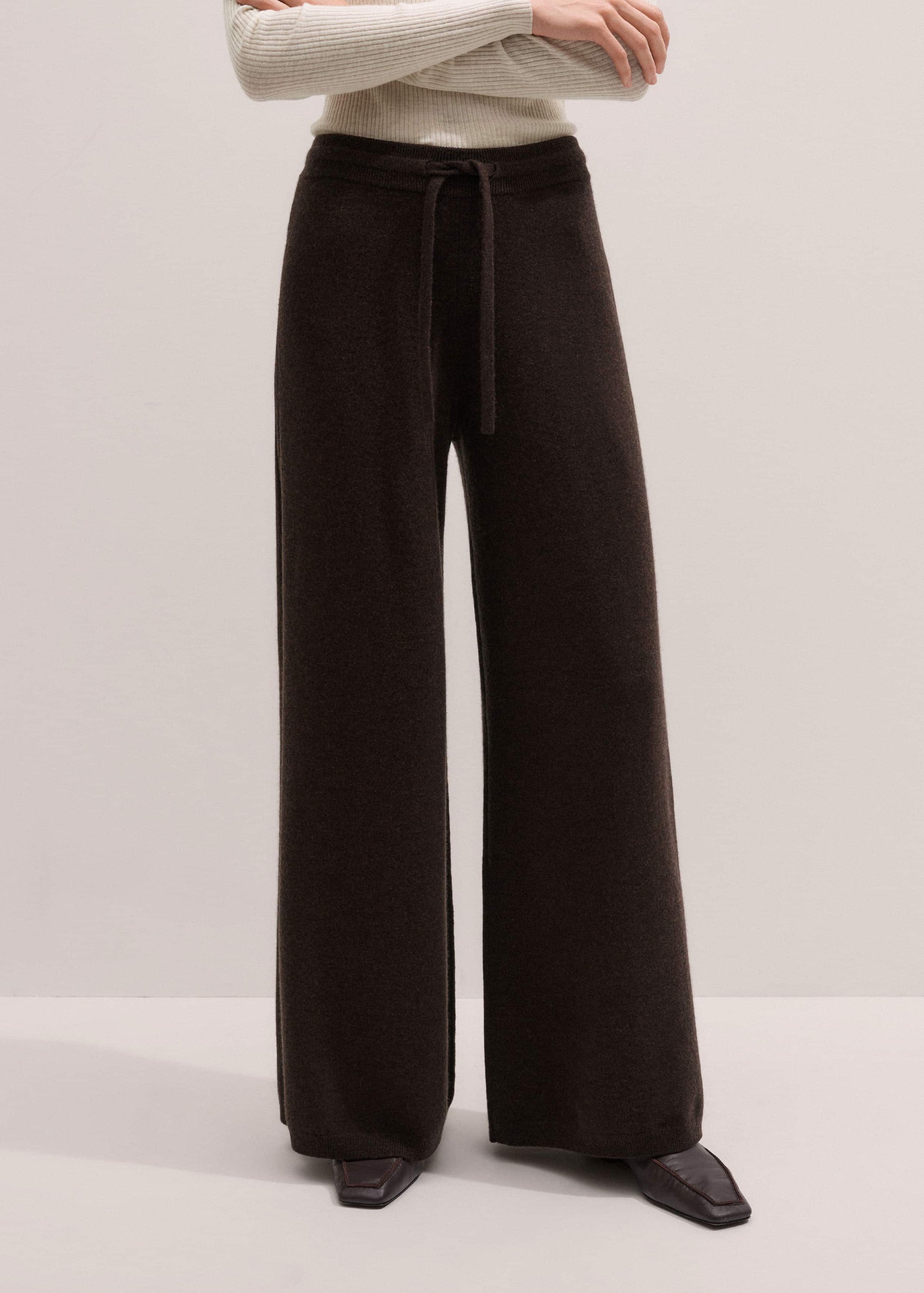 ME and EM Clothing Brown Cashmere Wide-Leg Knit Pant
