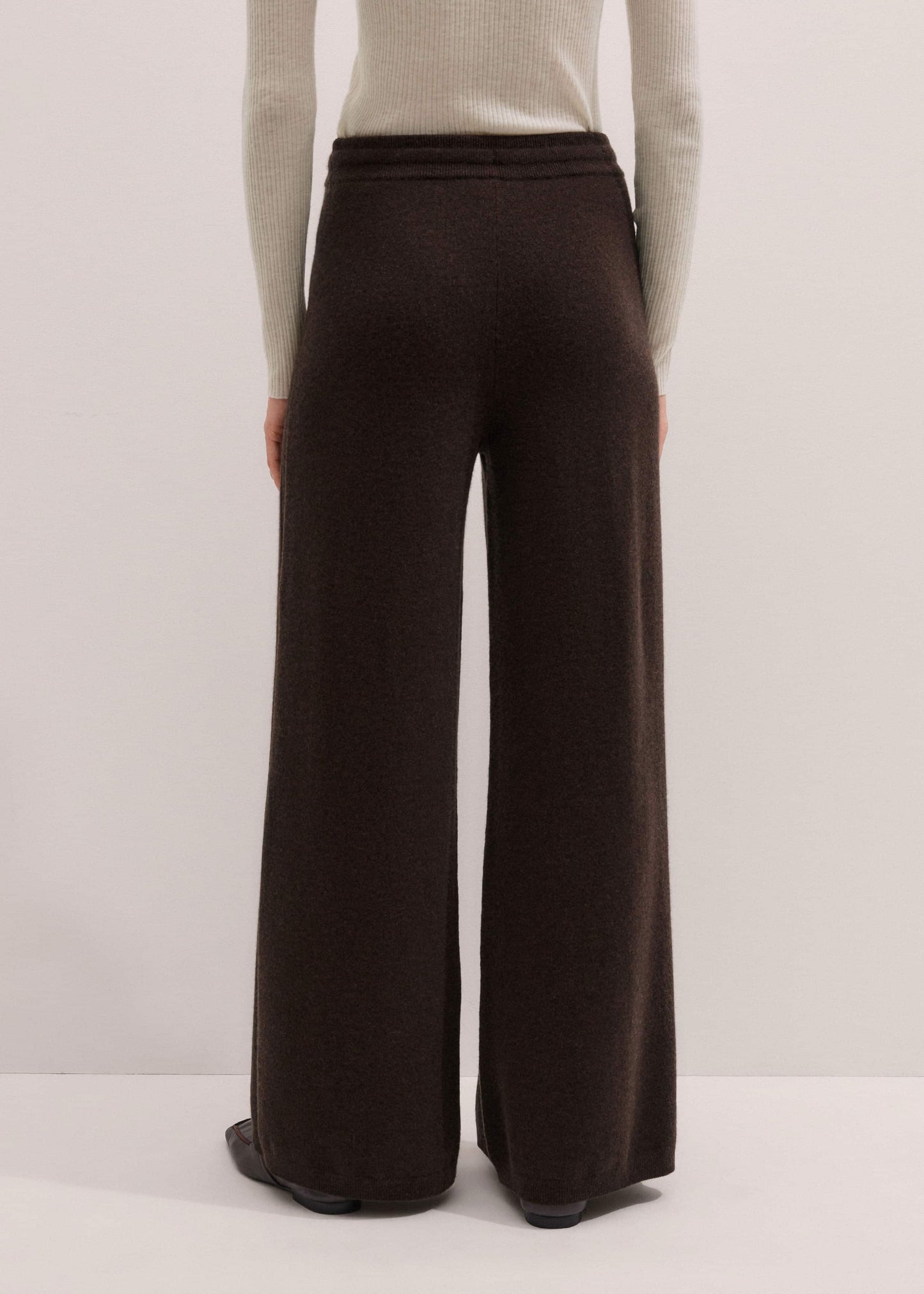 ME and EM Clothing Brown Cashmere Wide-Leg Knit Pant