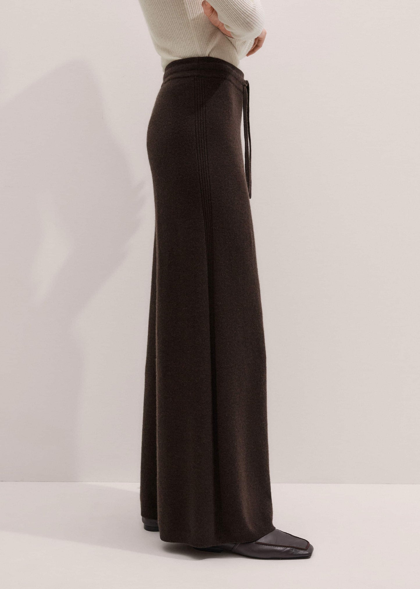 ME and EM Clothing Brown Cashmere Wide-Leg Knit Pant