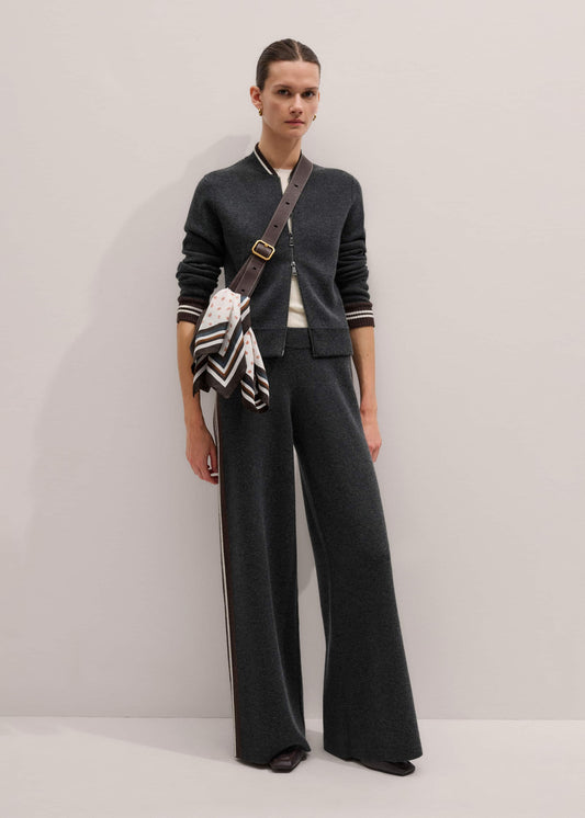 ME and EM Clothing Gray Side Stripe Milano Knit Wide Leg Pant