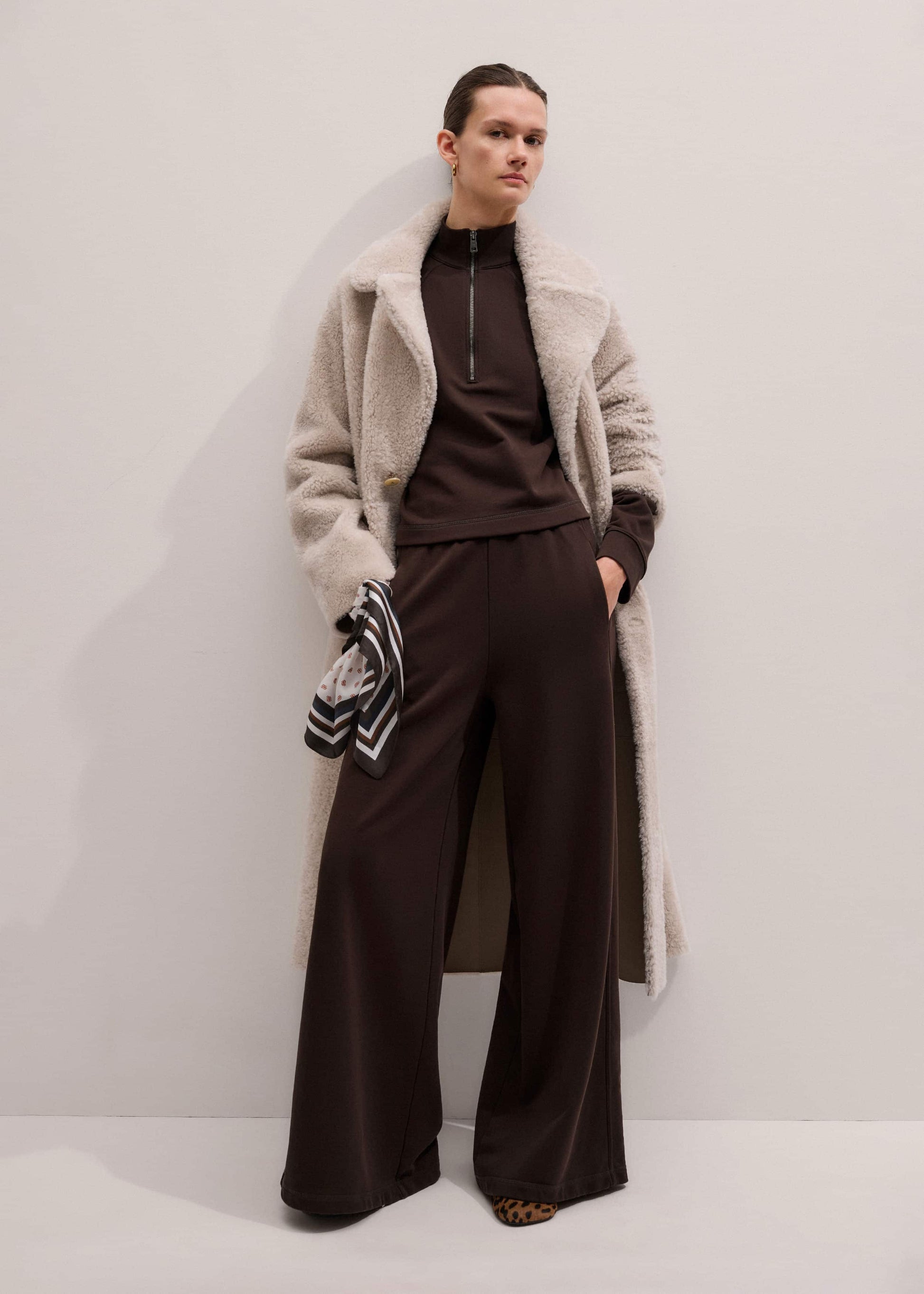 ME and EM Clothing Brown Sweatshirt Wide-Leg Track Pant