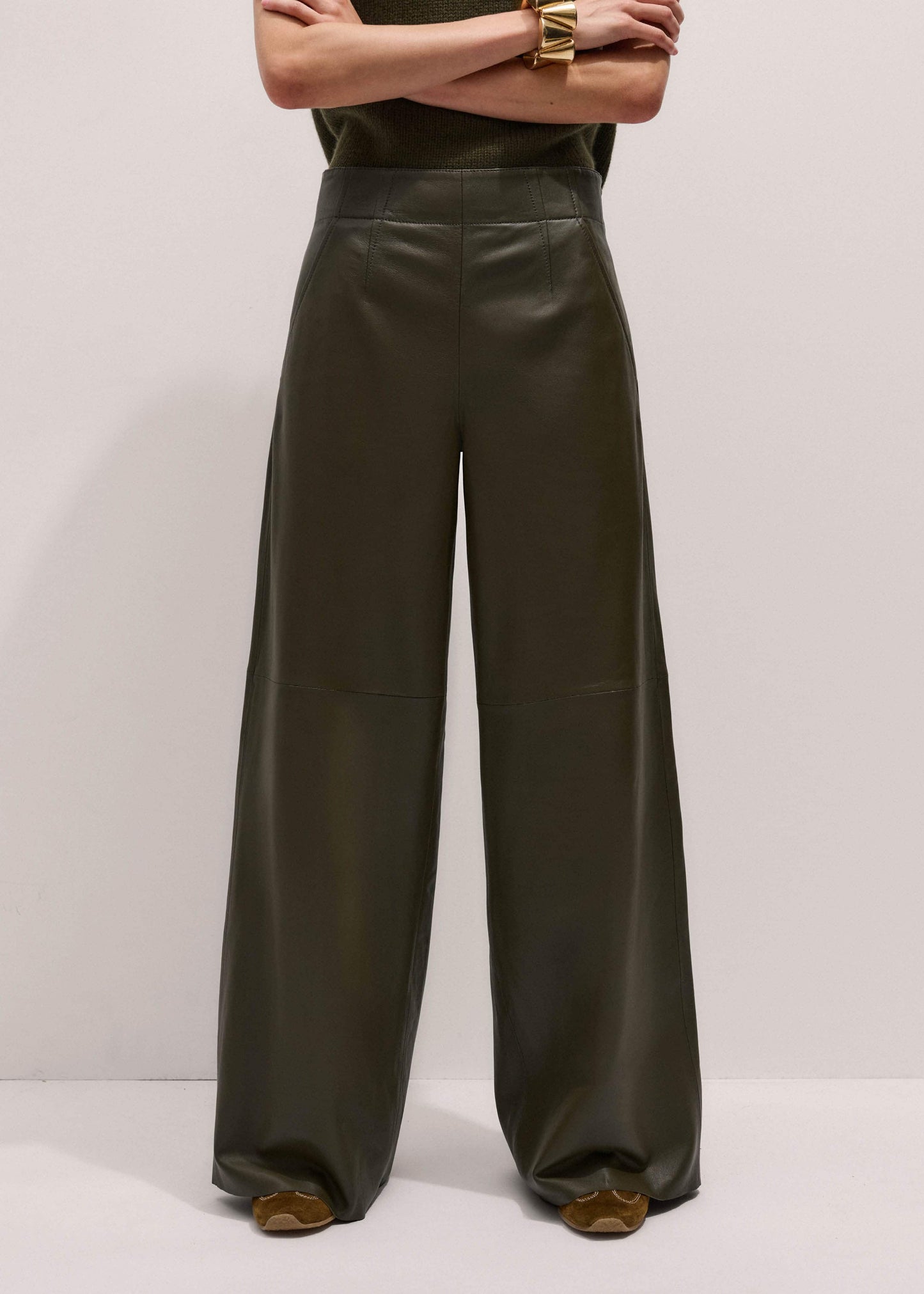 ME and EM Clothing Olive Green Wide-Leg Pant