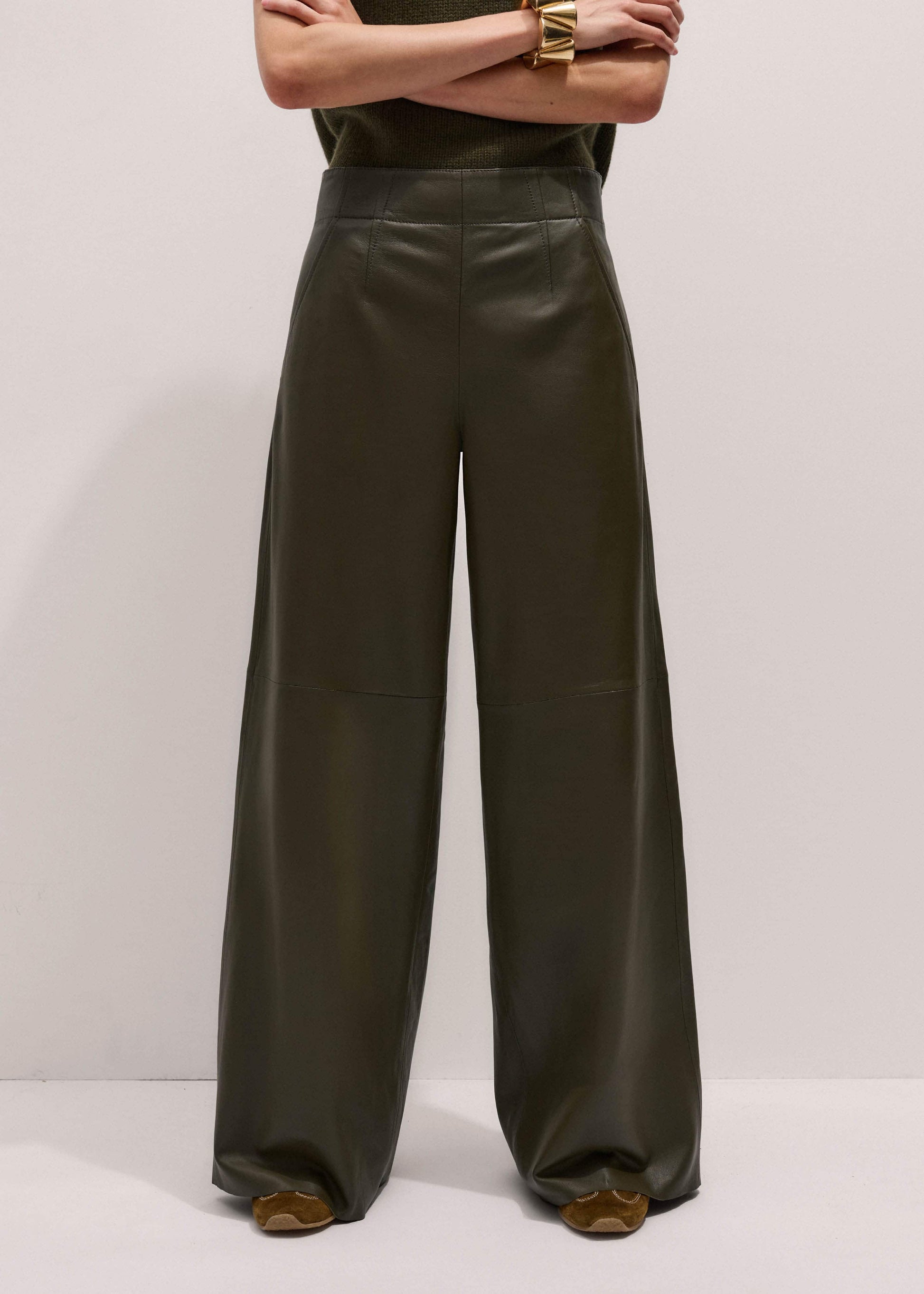 ME and EM Clothing Olive Green Wide-Leg Pant