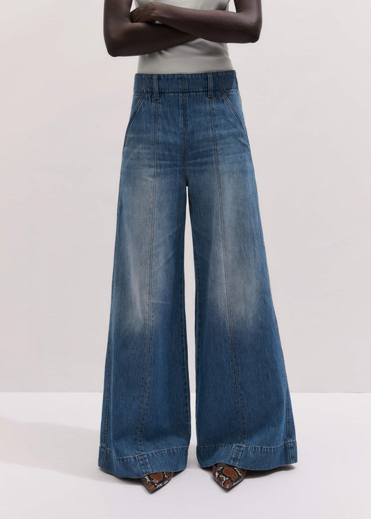 ME and EM Clothing Mid-Blue High Waist Wide Jean
