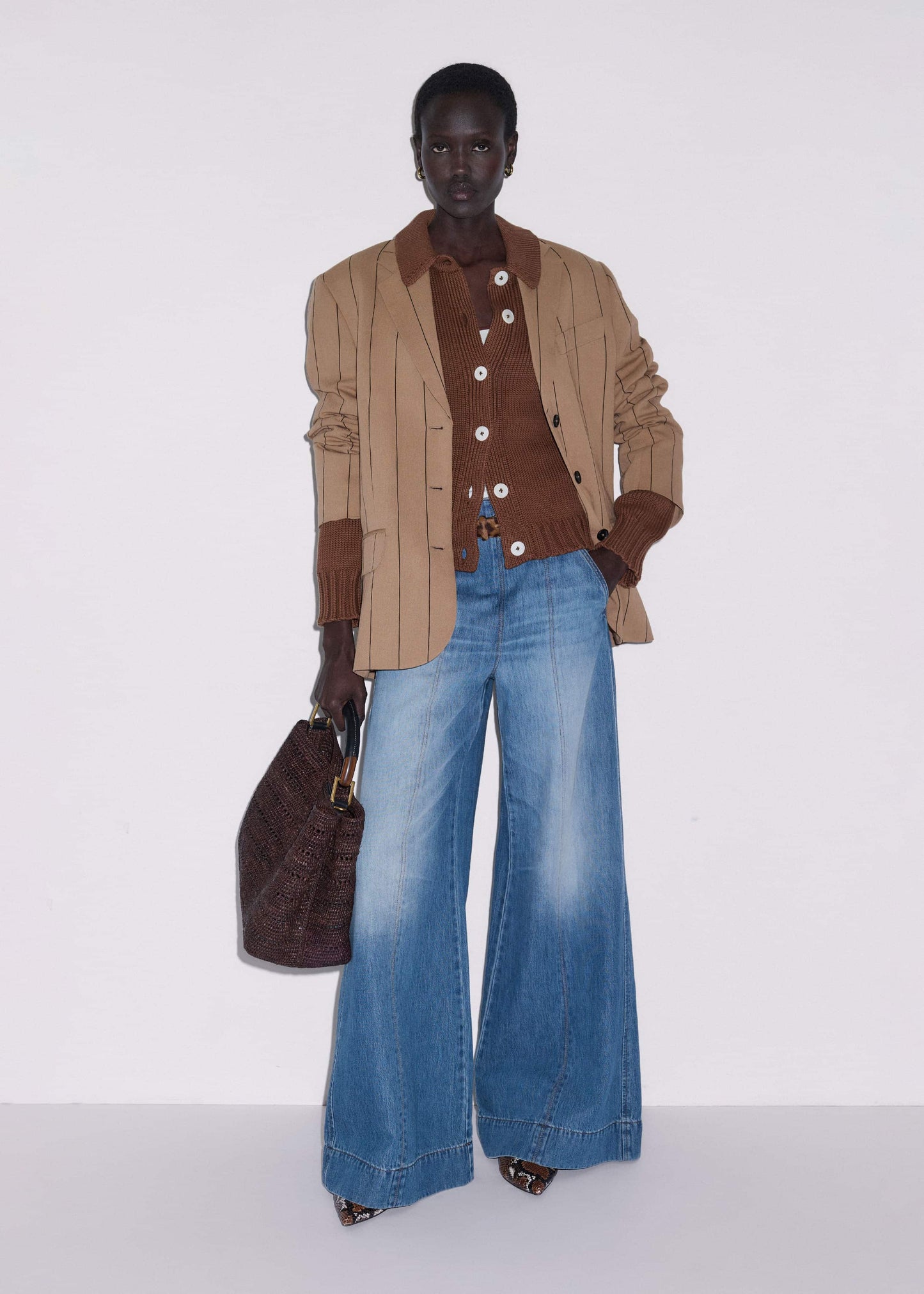 ME and EM Clothing Mid-Blue High Waist Wide Jean