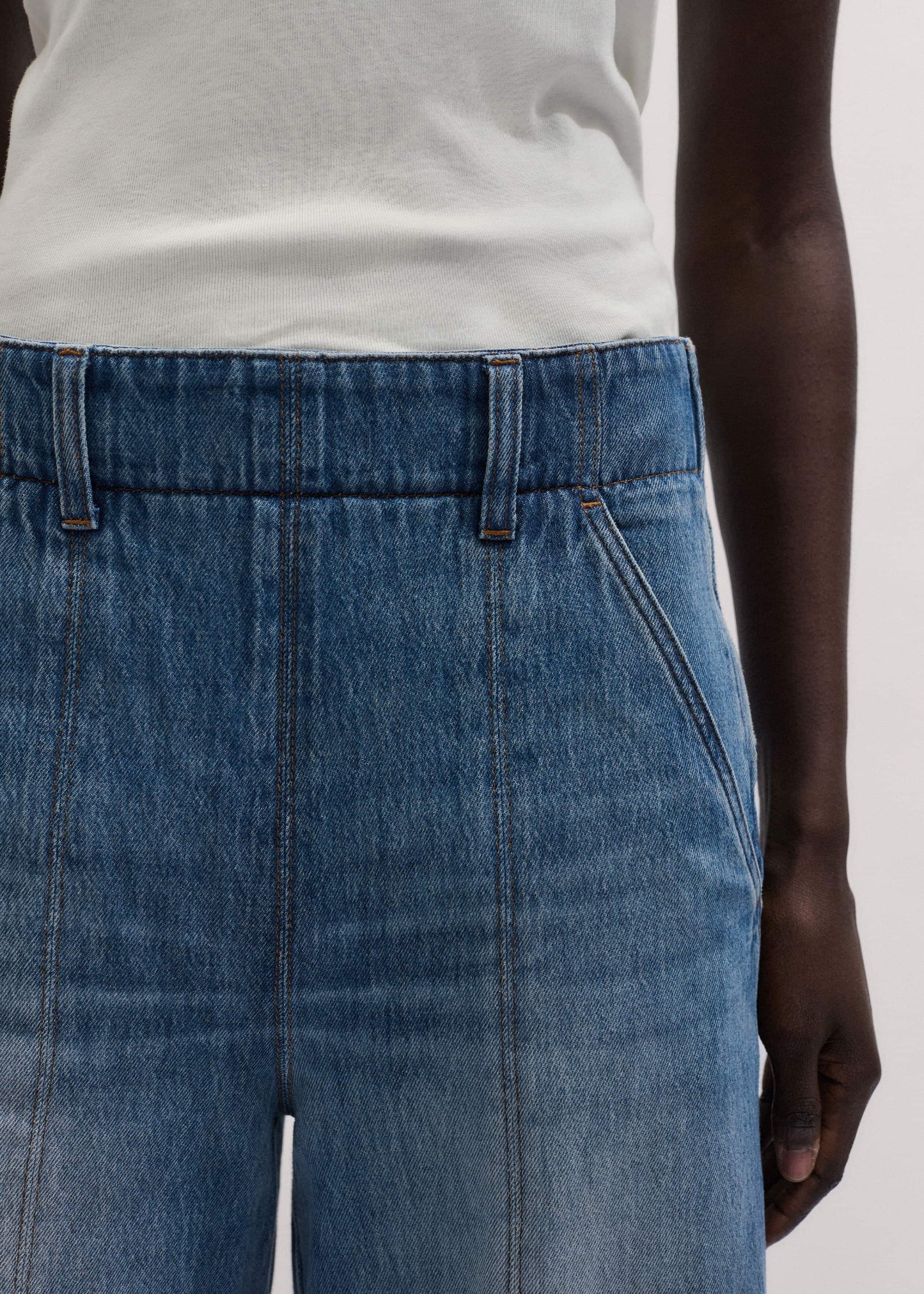 ME and EM Clothing Mid-Blue High Waist Wide Jean