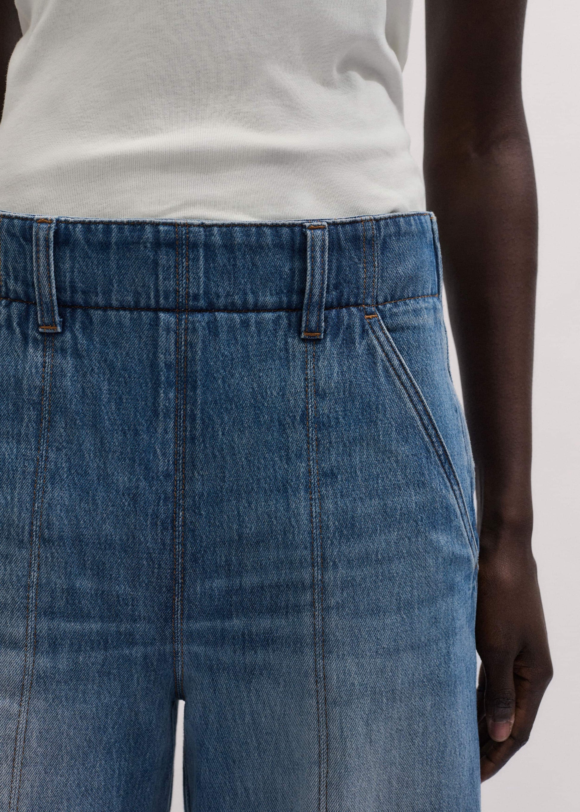 ME and EM Clothing Mid-Blue High Waist Wide Jean