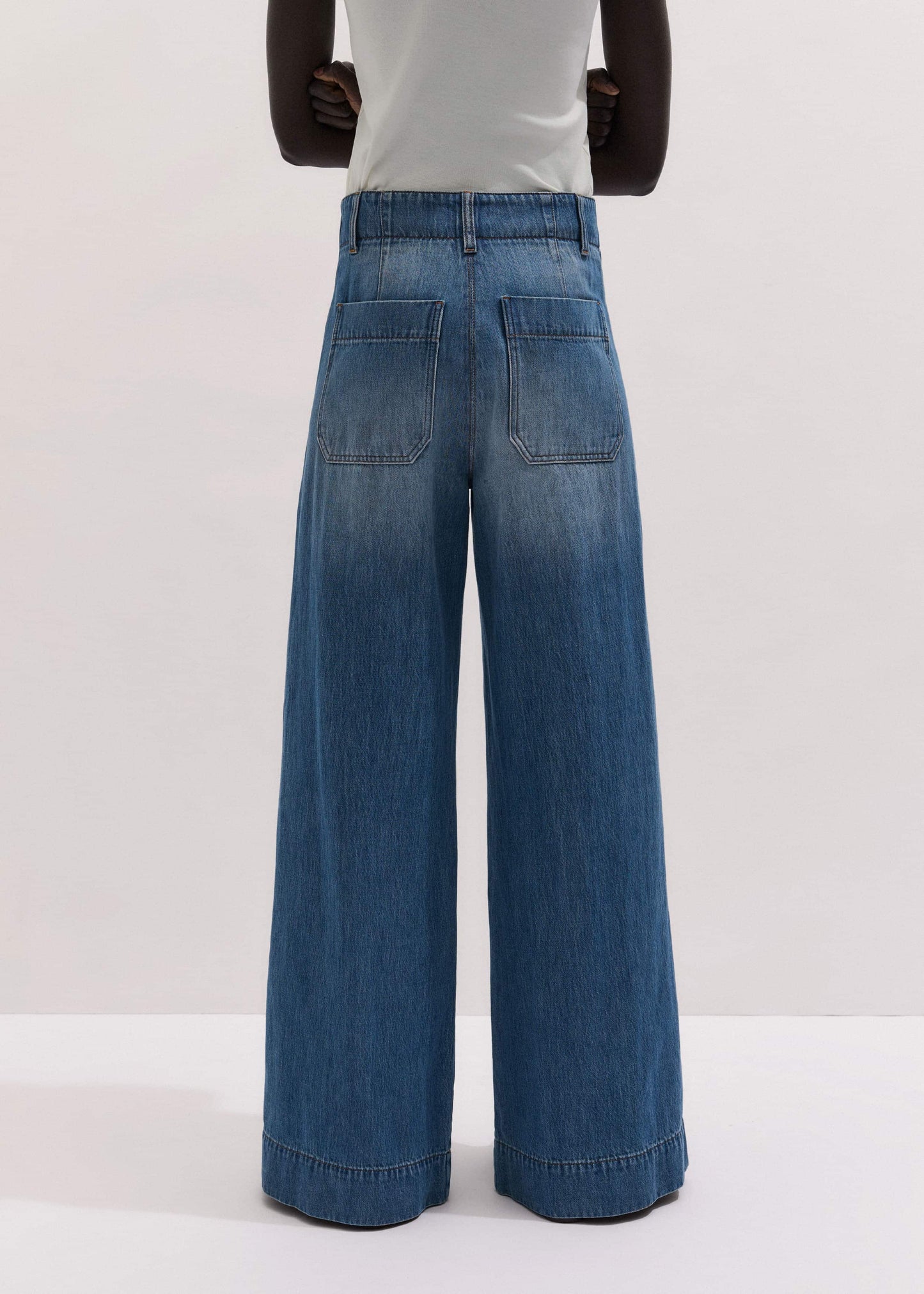ME and EM Clothing Mid-Blue High Waist Wide Jean