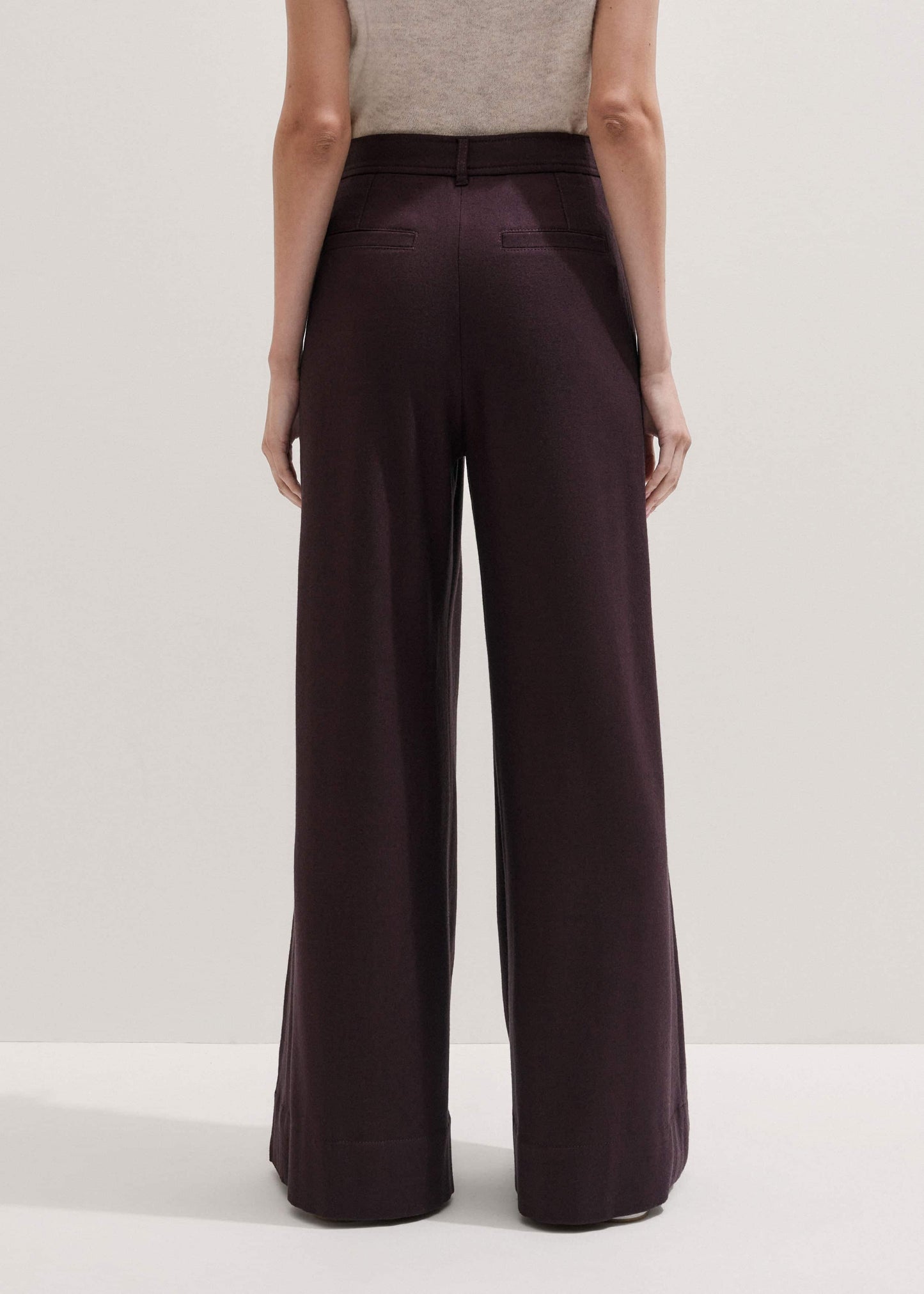 ME and EM Clothing Red Wool Multi Pleat Wide-Leg Pant